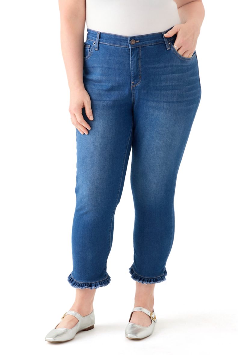 Plus Size Ruffle Back Cropped Pants