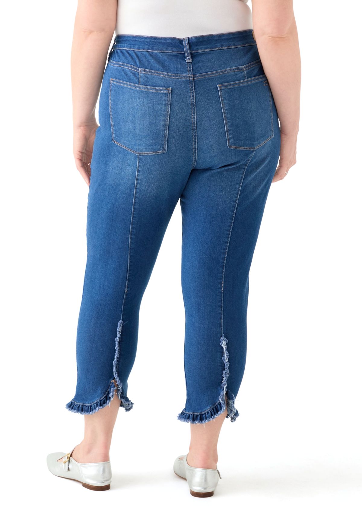 Plus Size Ruffle Back Cropped Pants