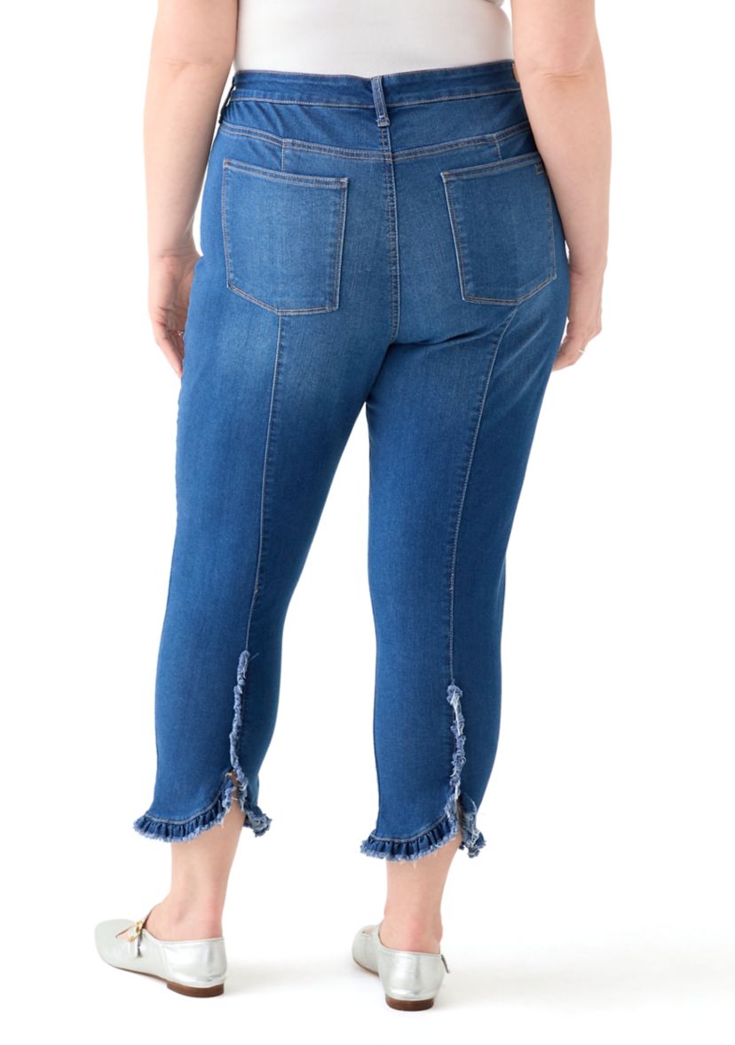 Plus Size Ruffle Back Cropped Pants