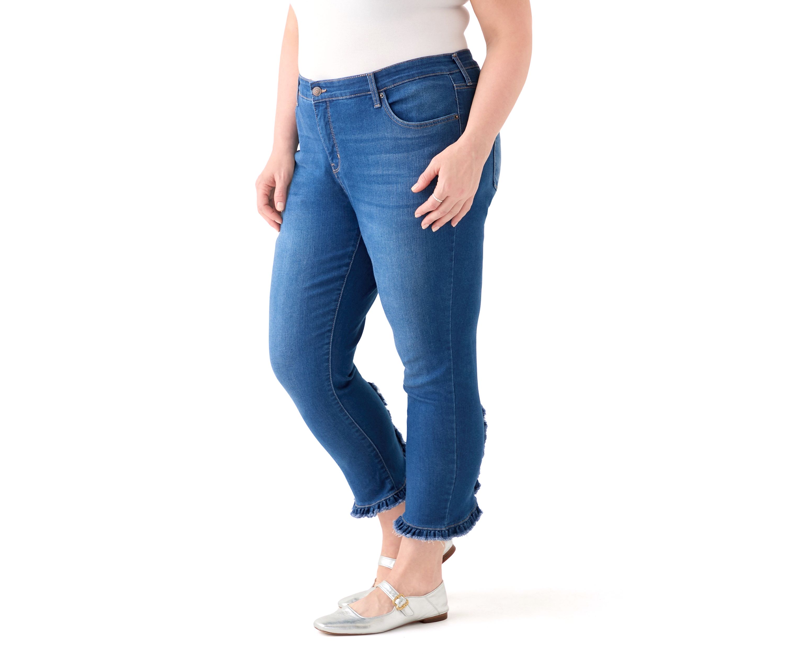 Plus Size Ruffle Back Cropped Pants