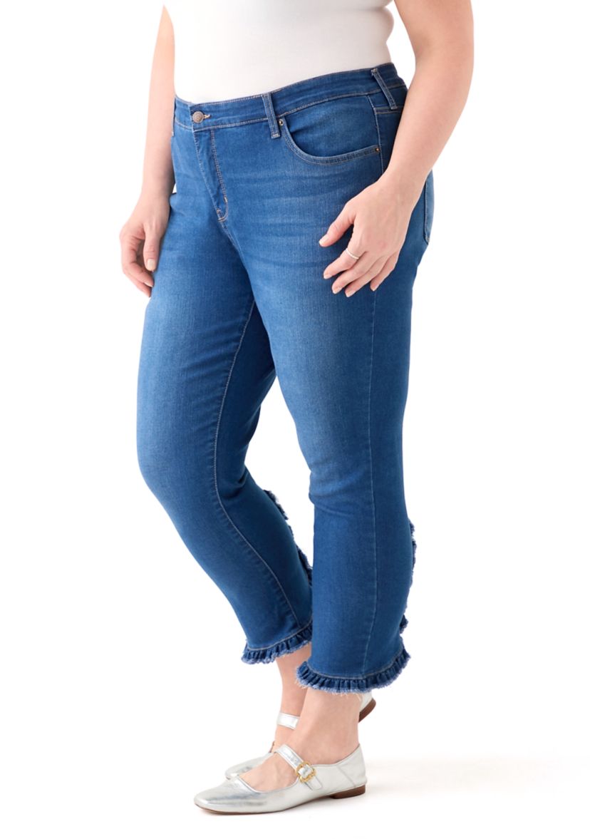 Plus Size Ruffle Back Cropped Pants