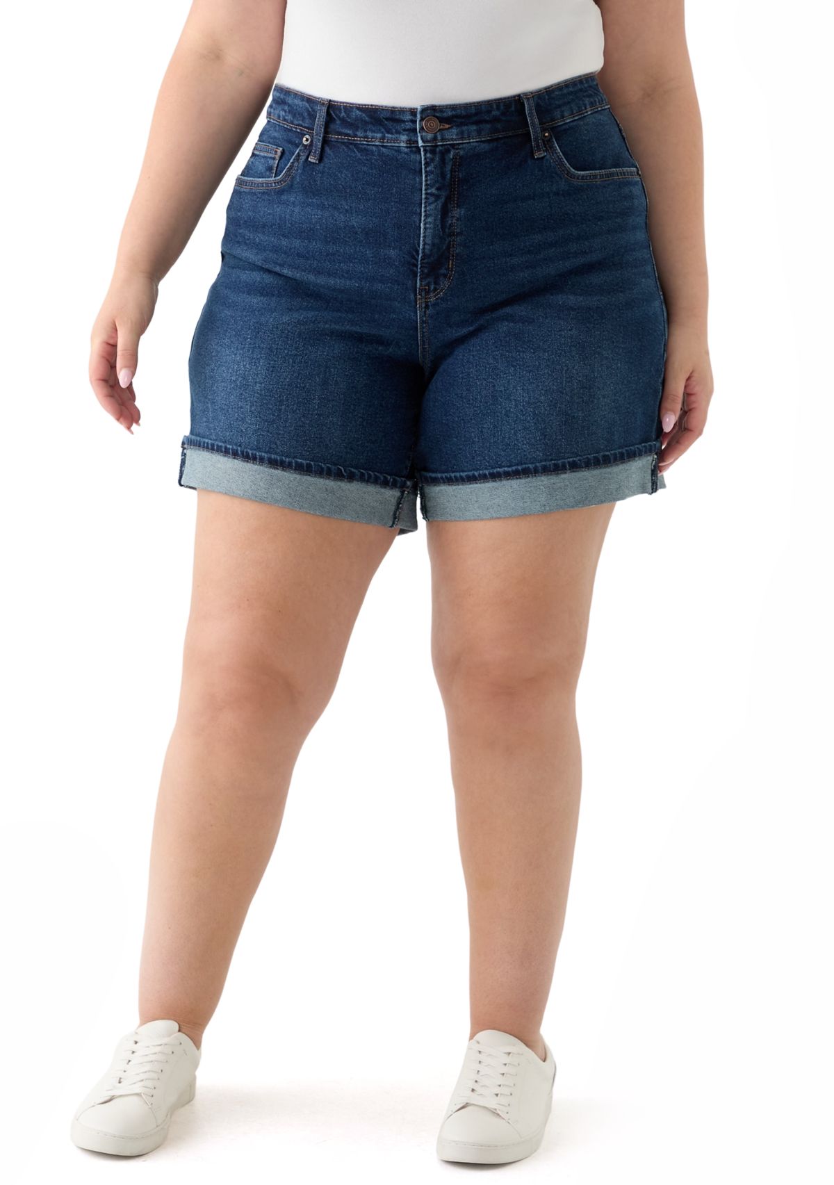 Plus Size HIgh Rise Cuff Shorts