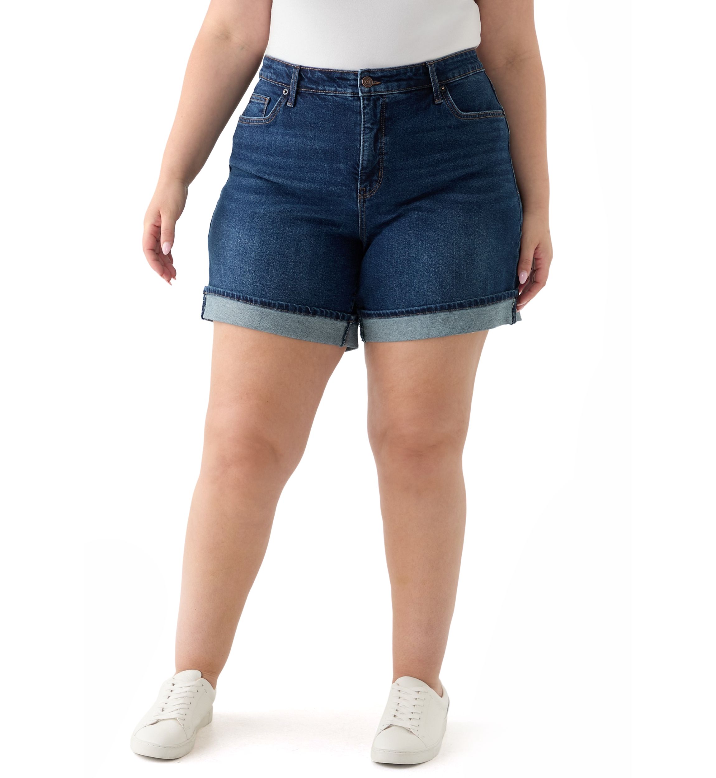 Plus Size HIgh Rise Cuff Shorts