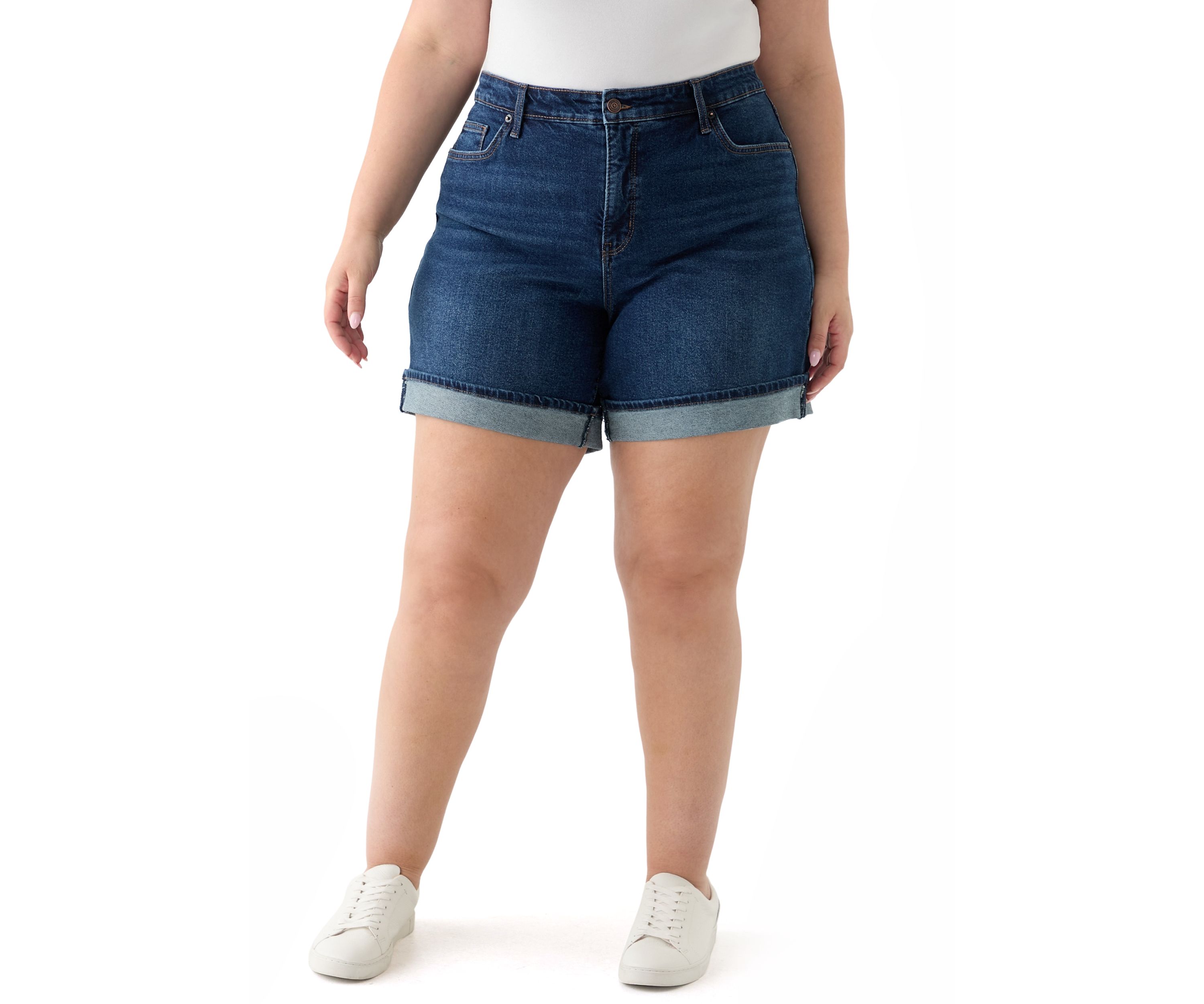Plus Size HIgh Rise Cuff Shorts