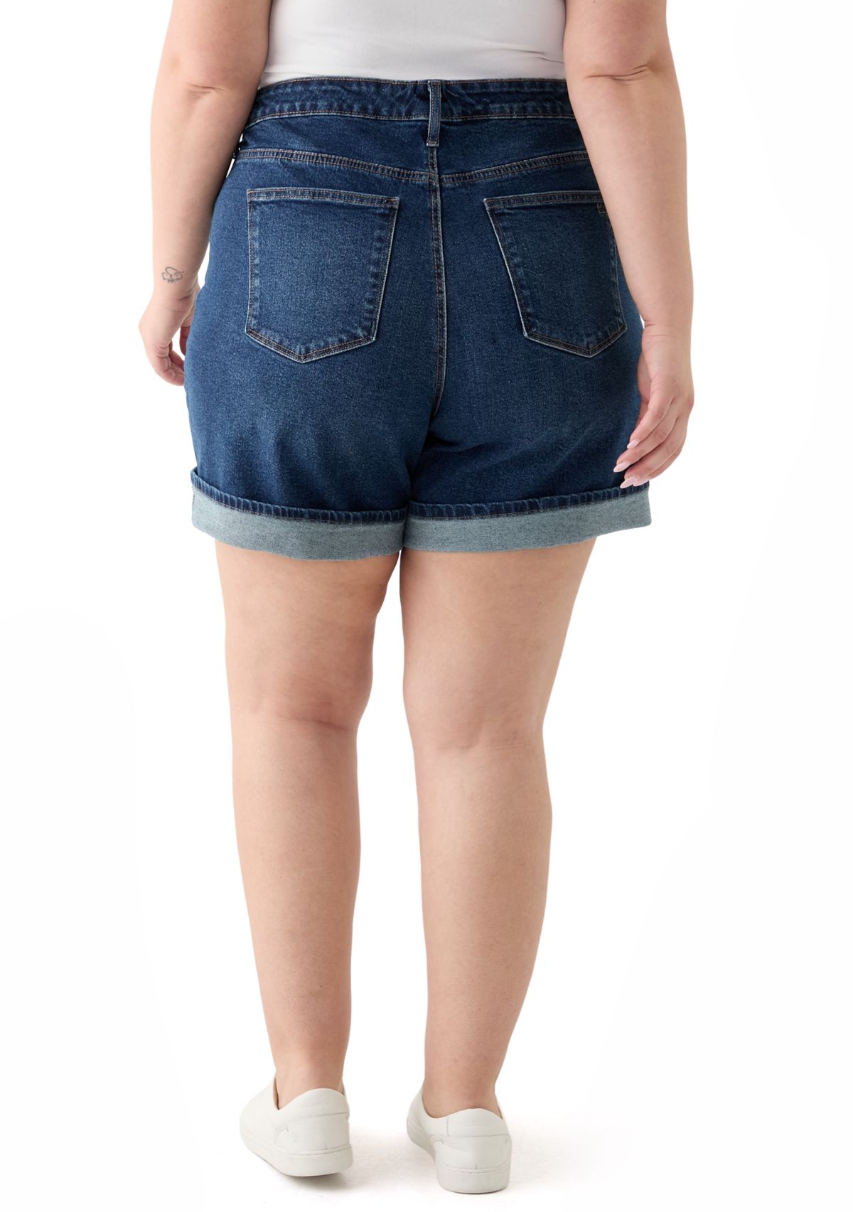 Plus Size HIgh Rise Cuff Shorts