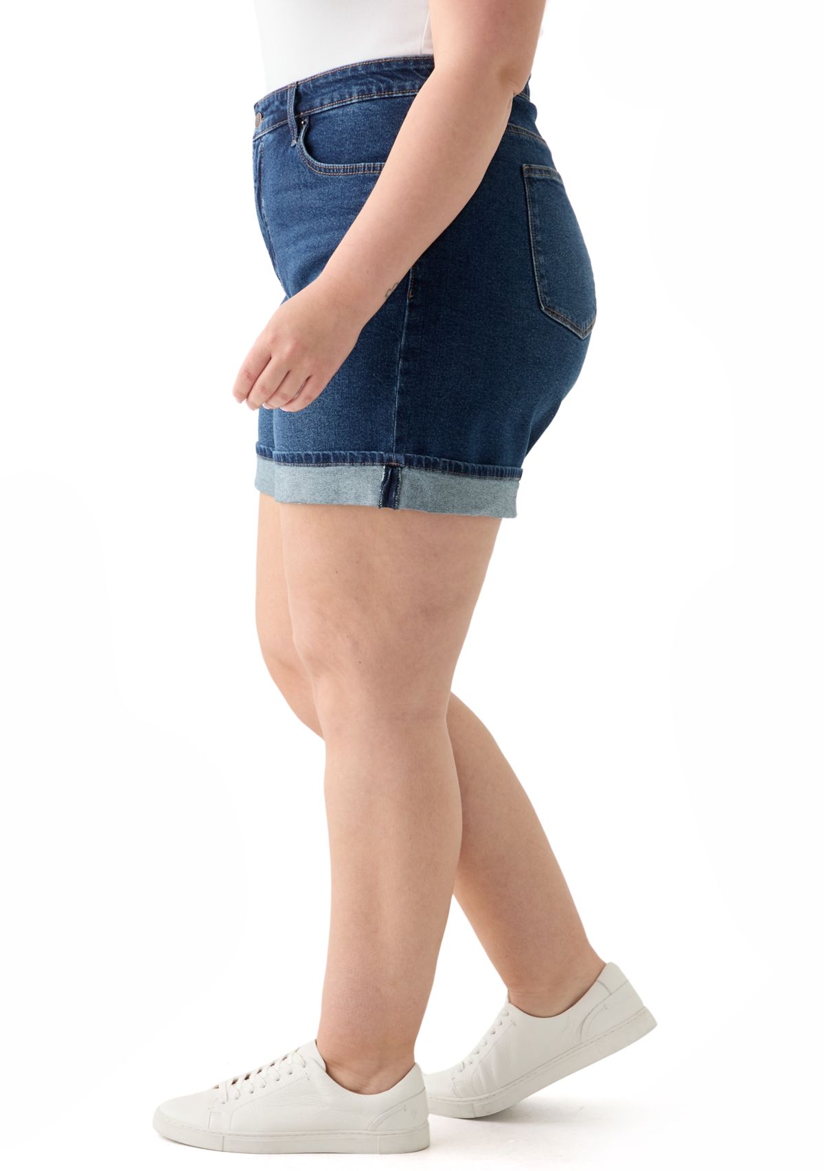 Plus Size HIgh Rise Cuff Shorts