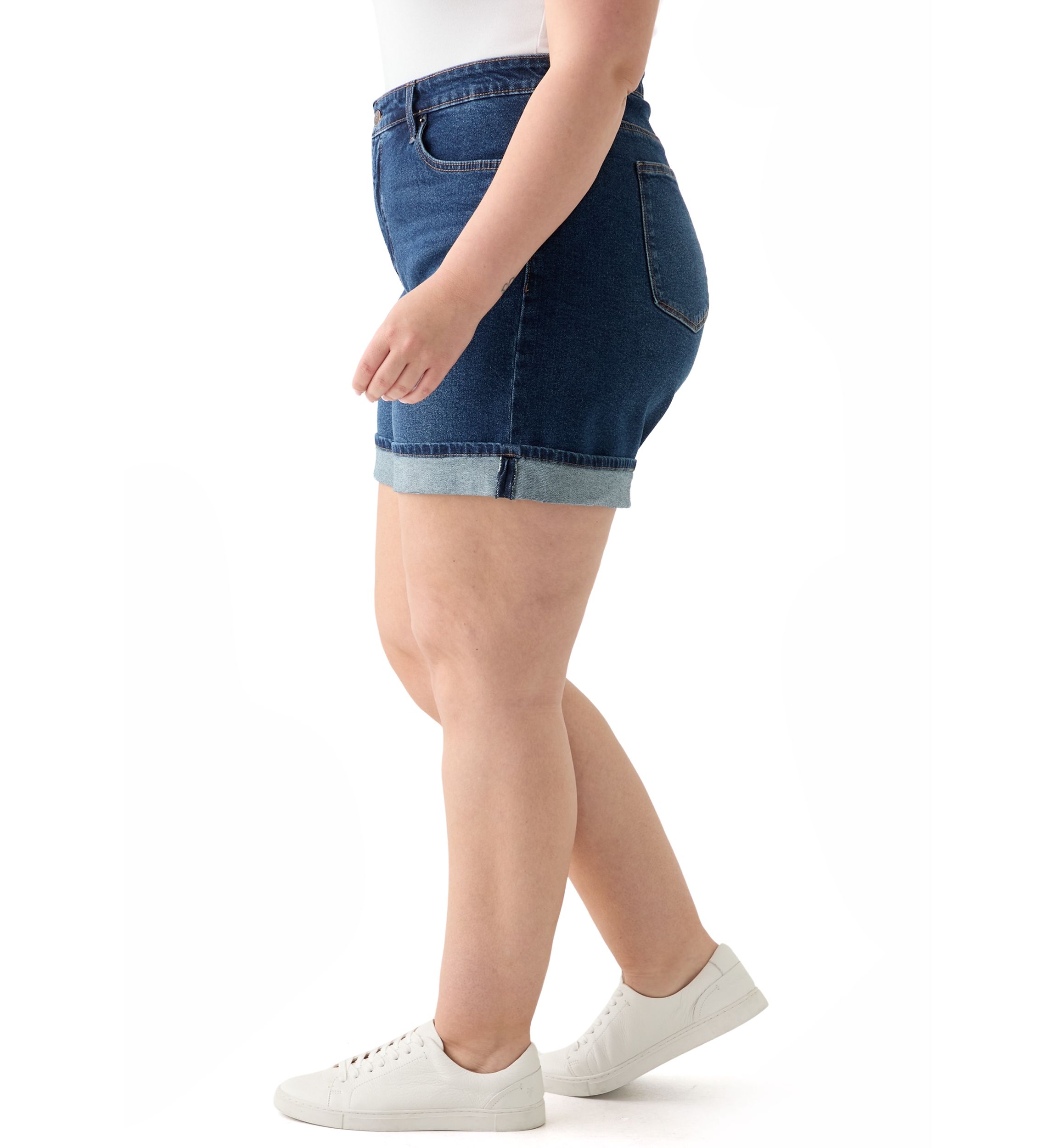 Plus Size HIgh Rise Cuff Shorts