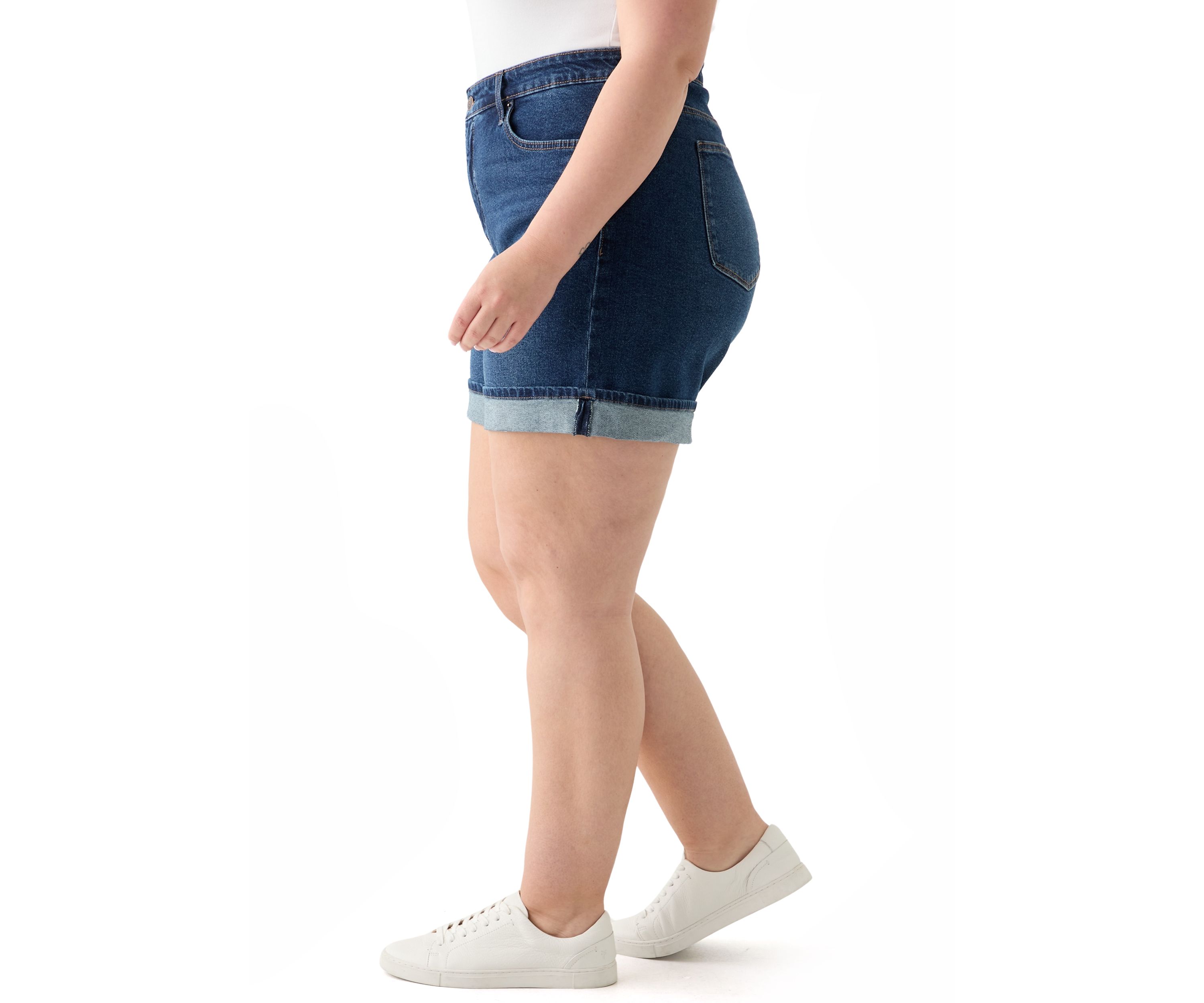 Plus Size HIgh Rise Cuff Shorts