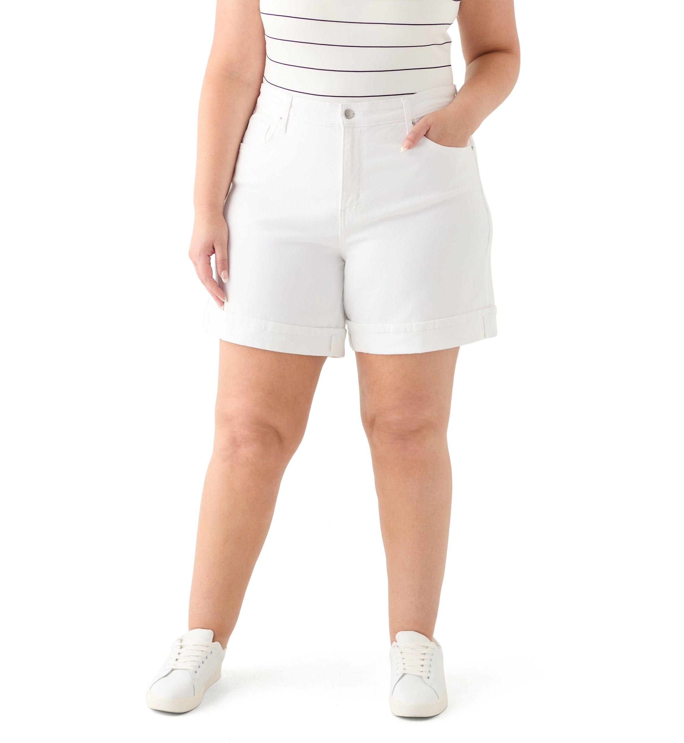 Plus Size High Rise Cuffed Shorts