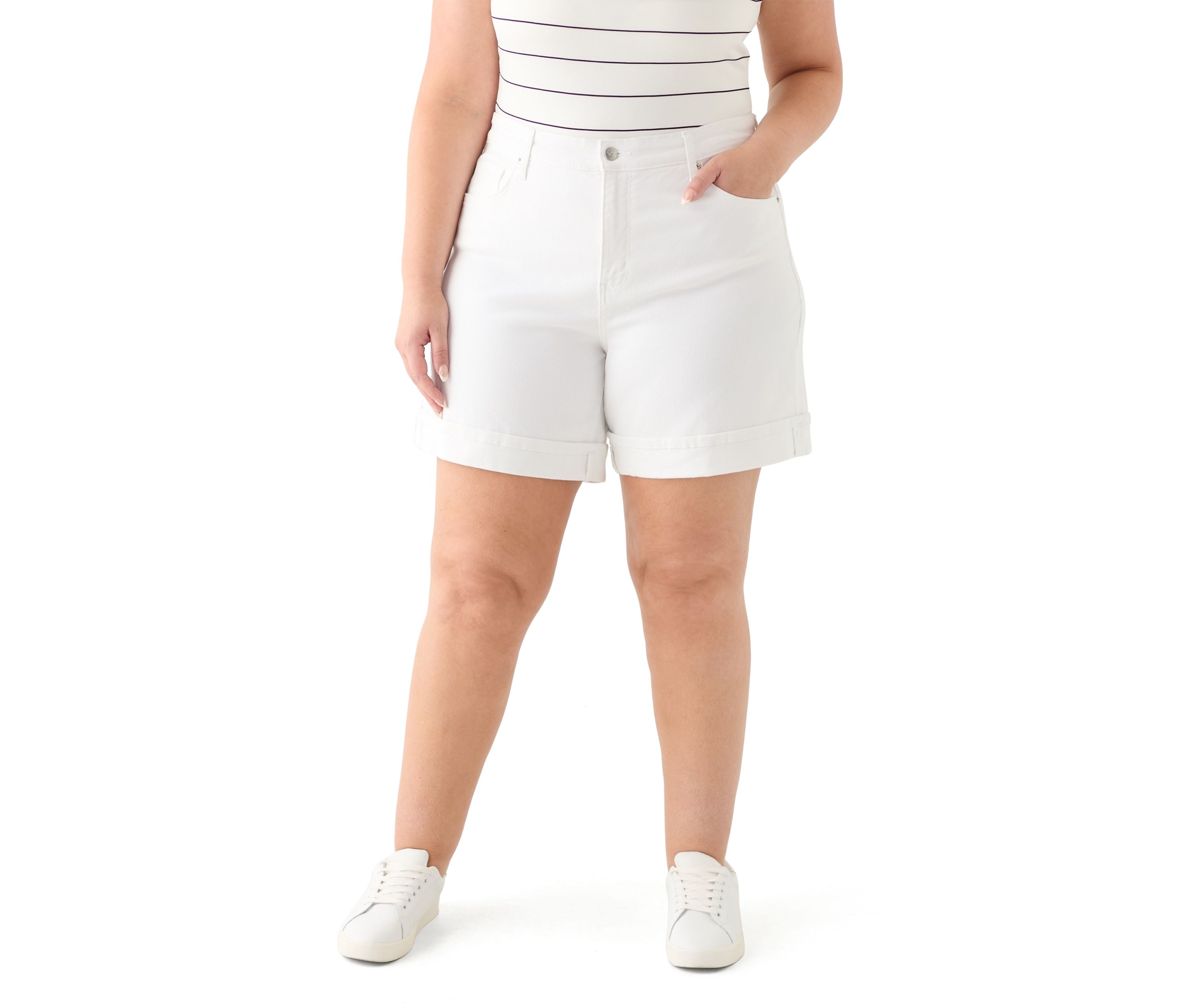 Plus Size High Rise Cuffed Shorts