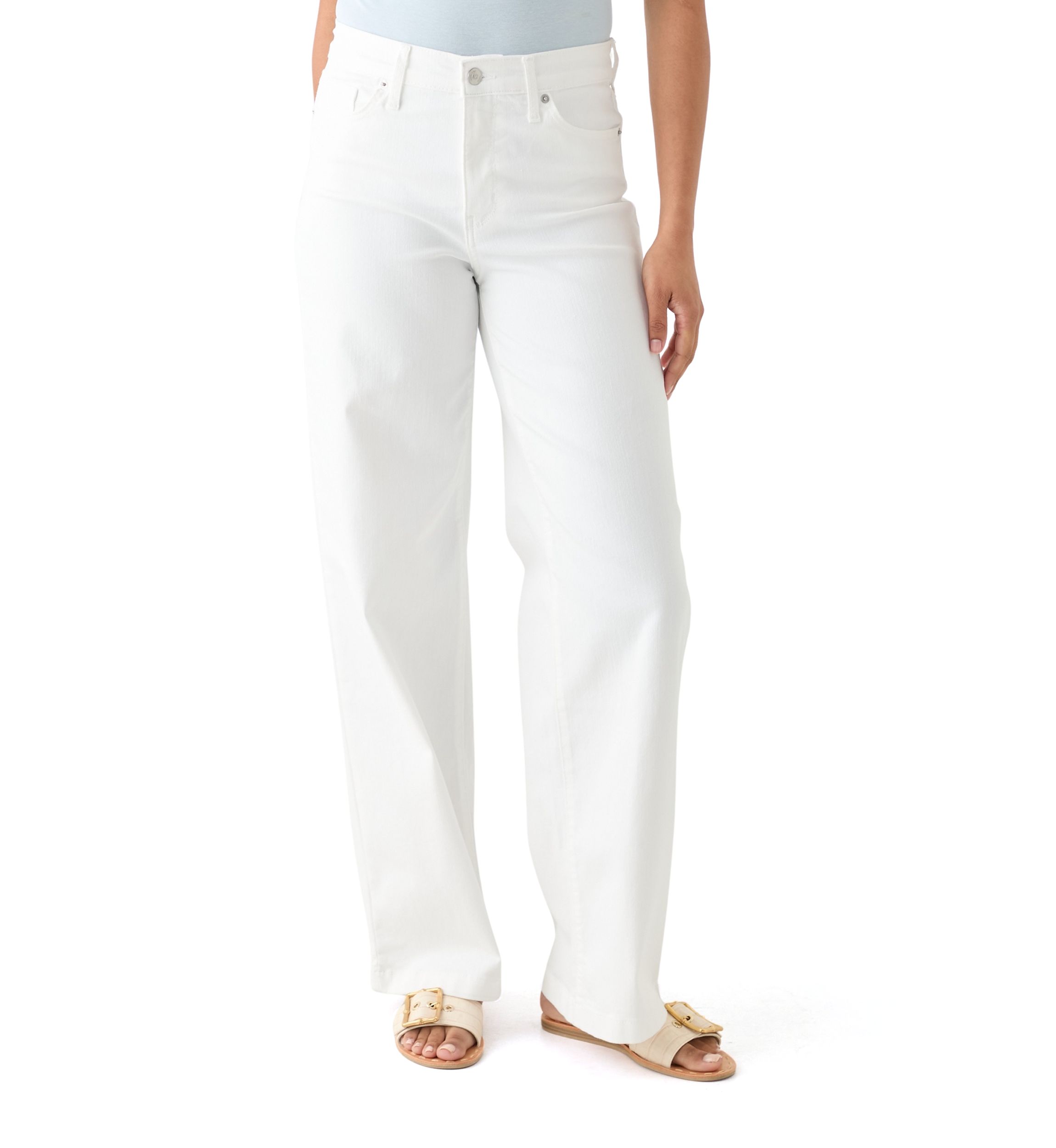 Womens High Rise Slim Wide Leg Jeans