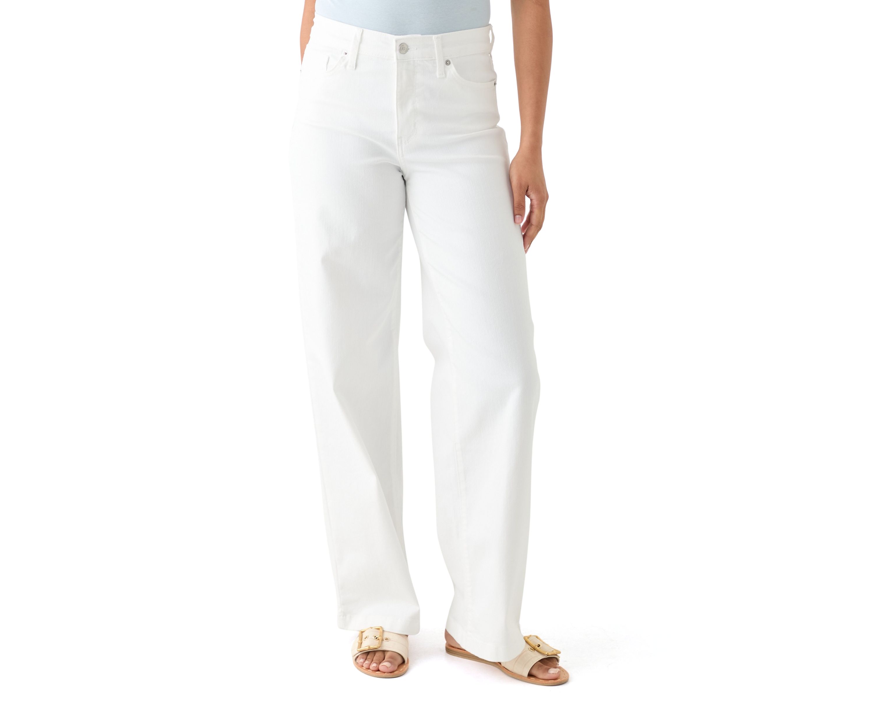 Womens High Rise Slim Wide Leg Jeans