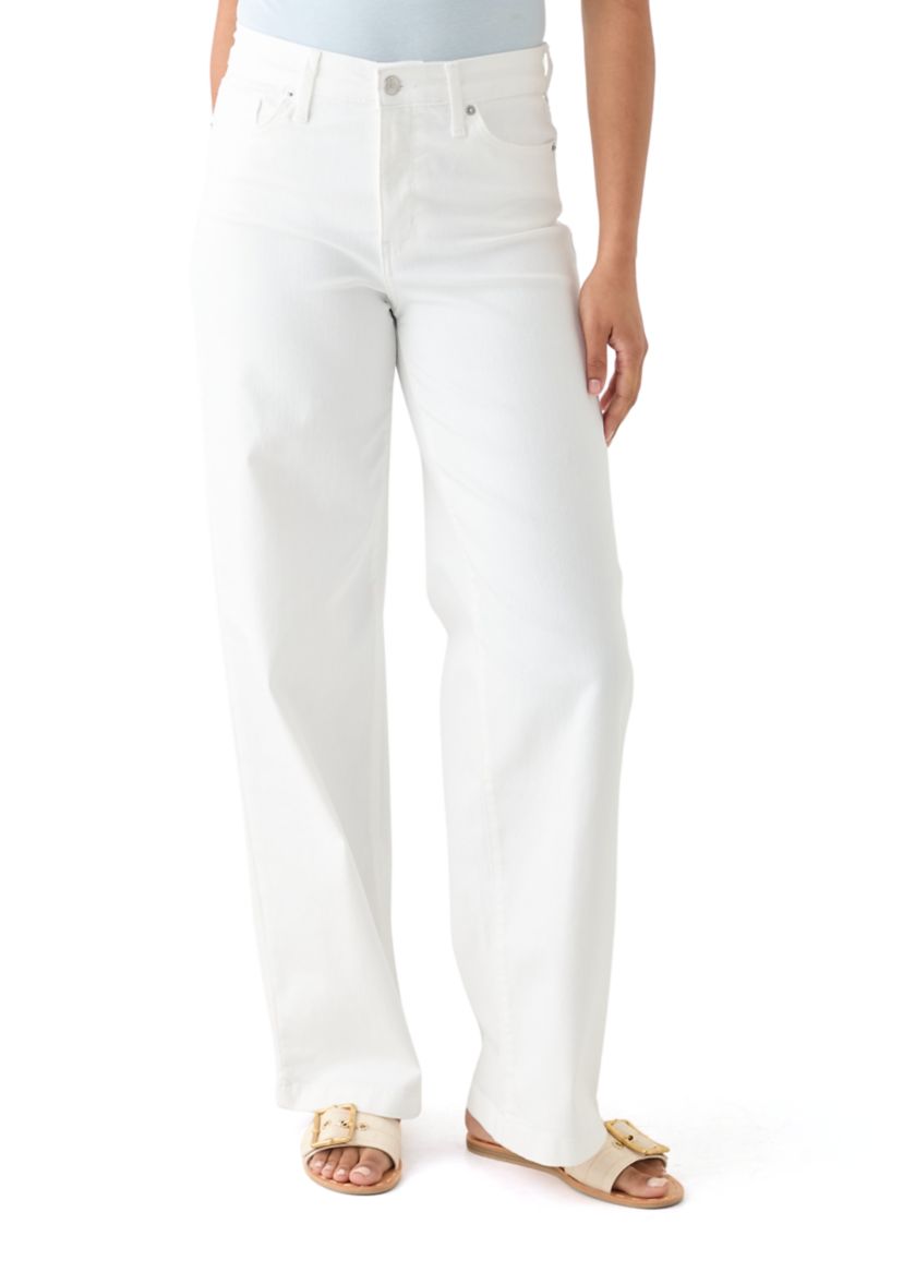 Womens High Rise Slim Wide Leg Jeans