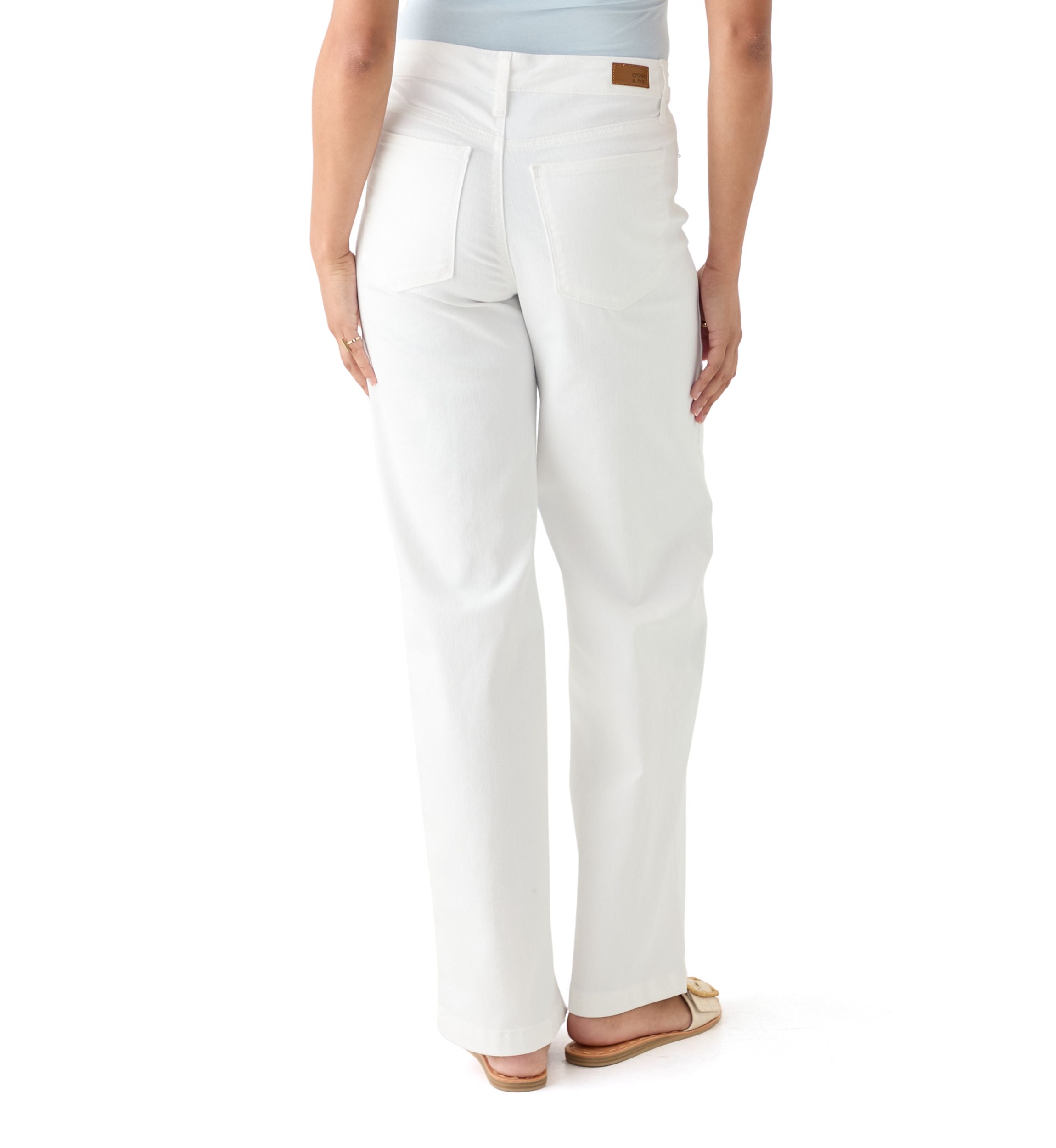 Womens High Rise Slim Wide Leg Jeans