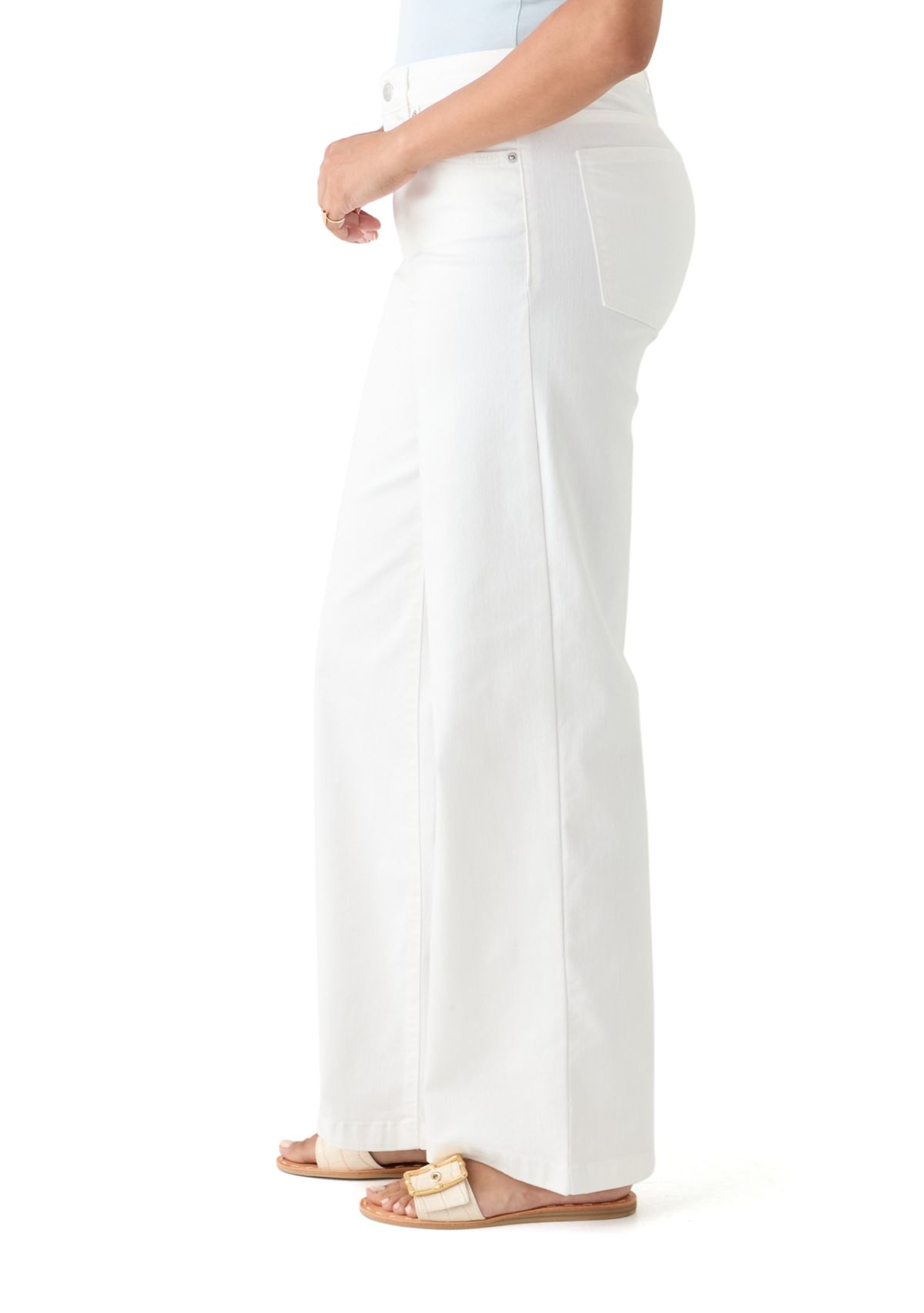 Womens High Rise Slim Wide Leg Jeans