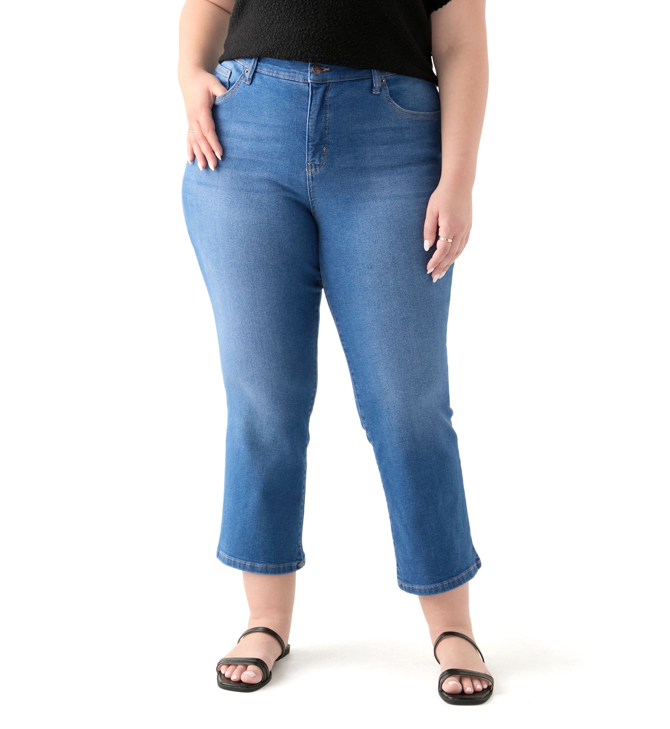 Plus Size High Kick Flared Ankle Jeans