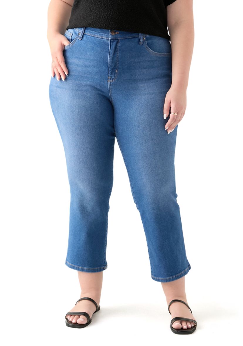 Plus Size High Kick Flared Ankle Jeans
