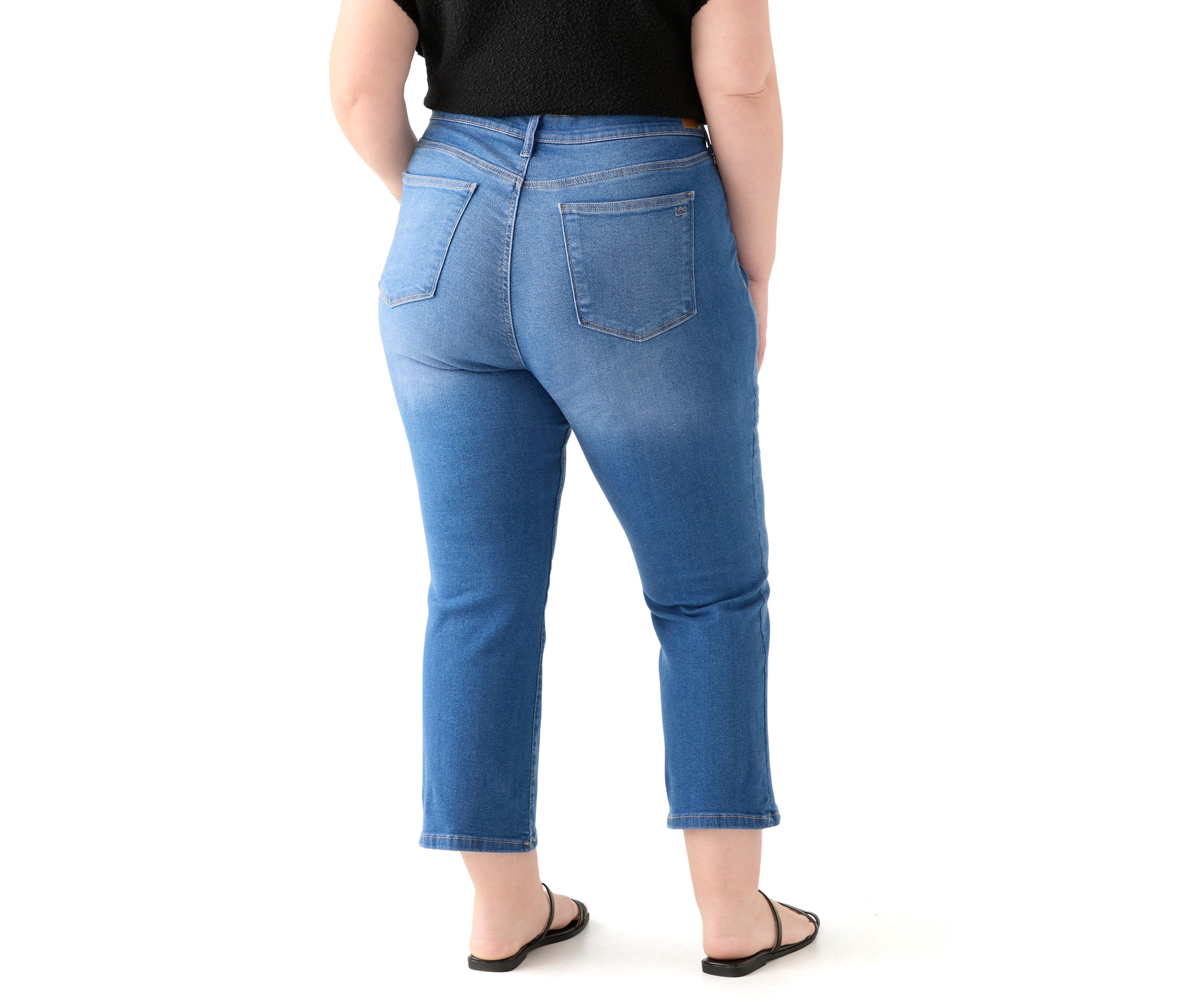 Plus Size High Kick Flared Ankle Jeans