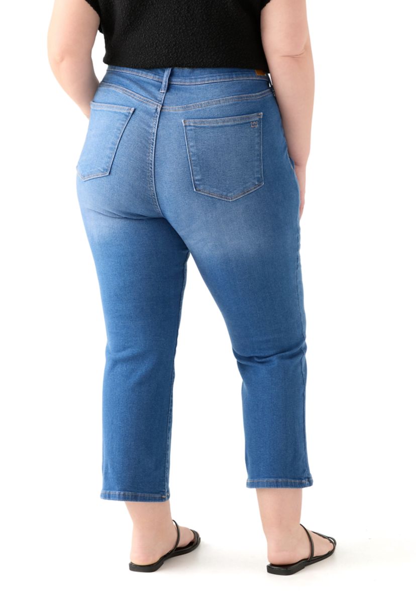 Plus Size High Kick Flared Ankle Jeans