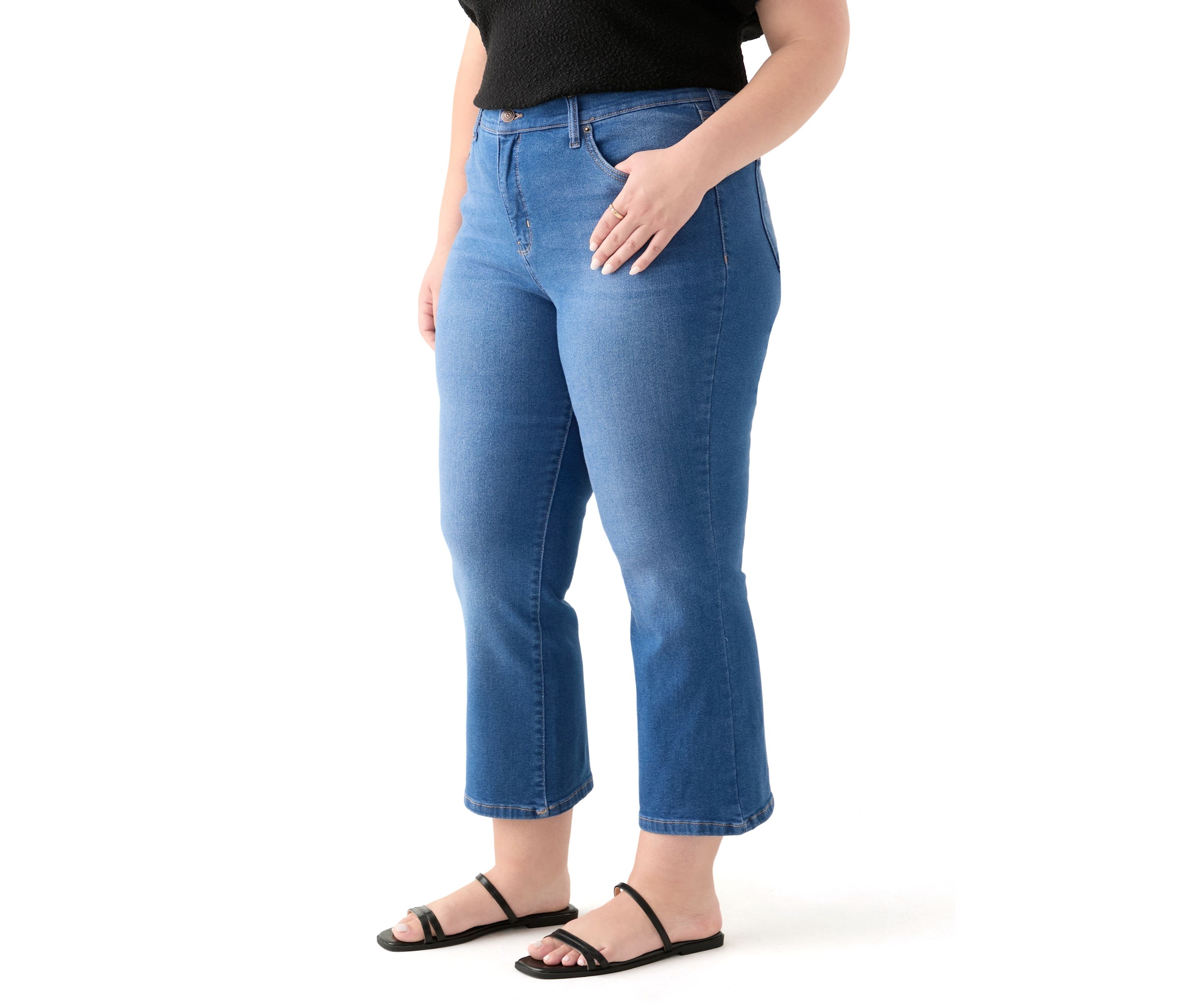 Plus Size High Kick Flared Ankle Jeans