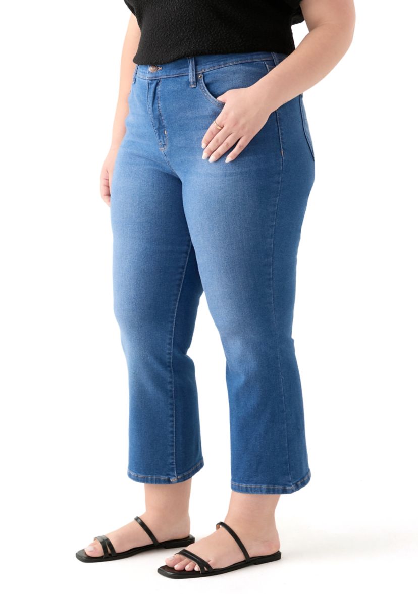 Plus Size High Kick Flared Ankle Jeans