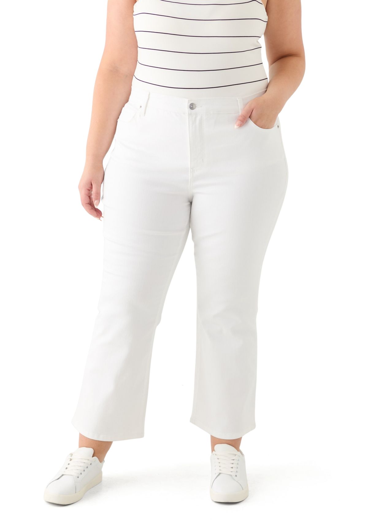Plus Size High Rise Kick Flare Ankle Length Pants
