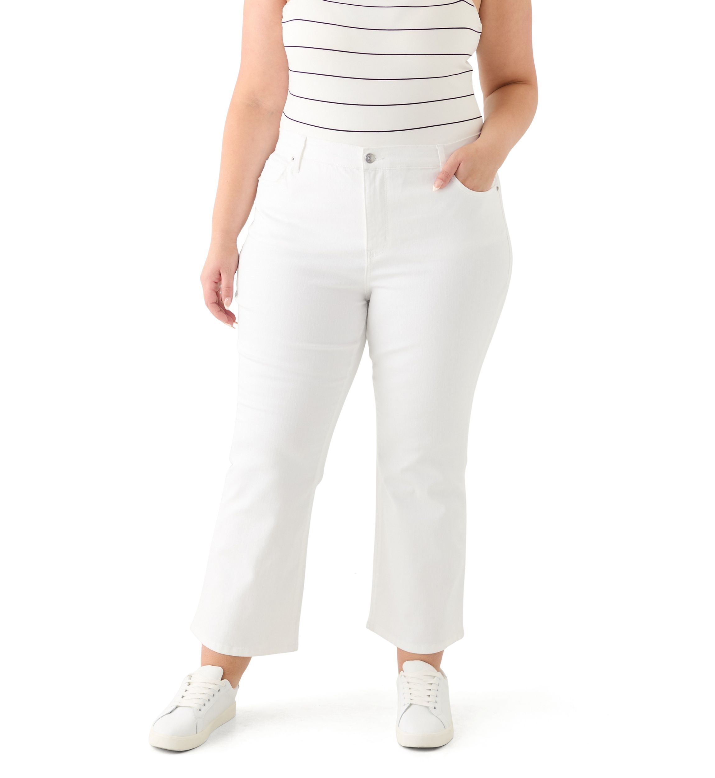 Plus Size High Rise Kick Flare Ankle Length Pants