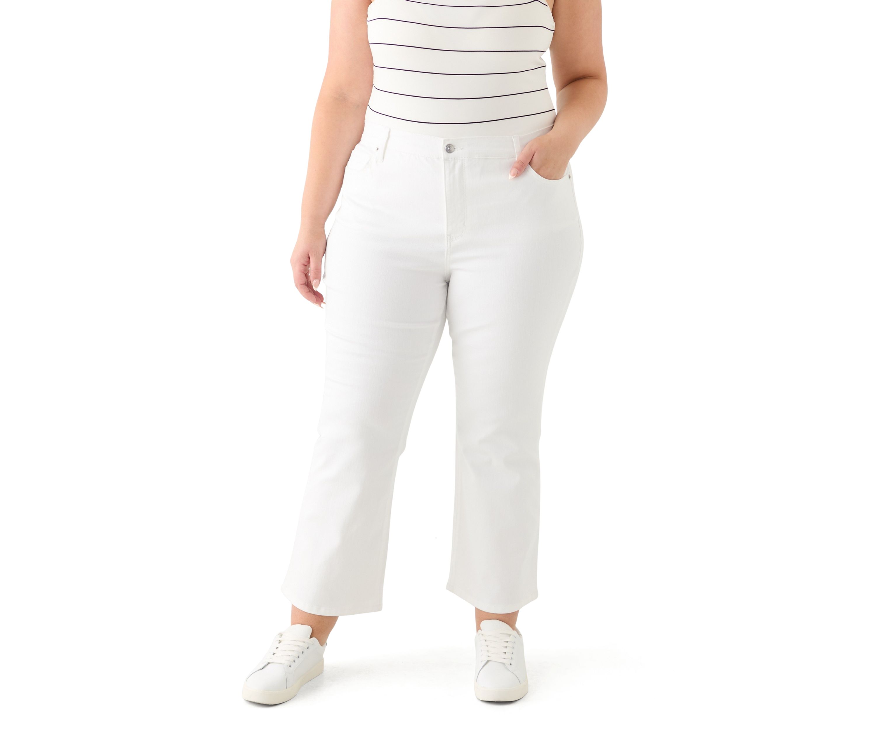 Plus Size High Rise Kick Flare Ankle Length Pants