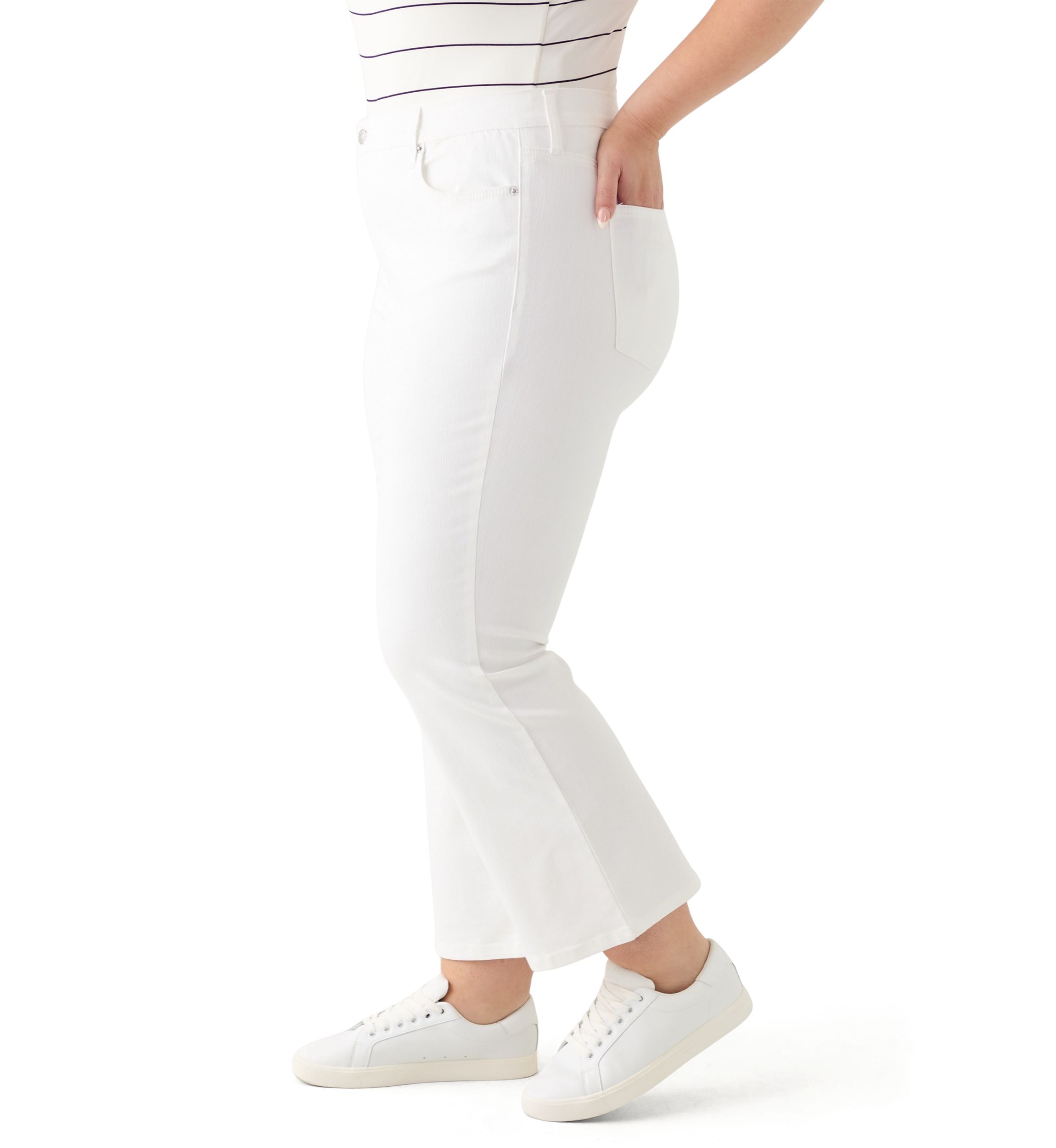 Plus Size High Rise Kick Flare Ankle Length Pants