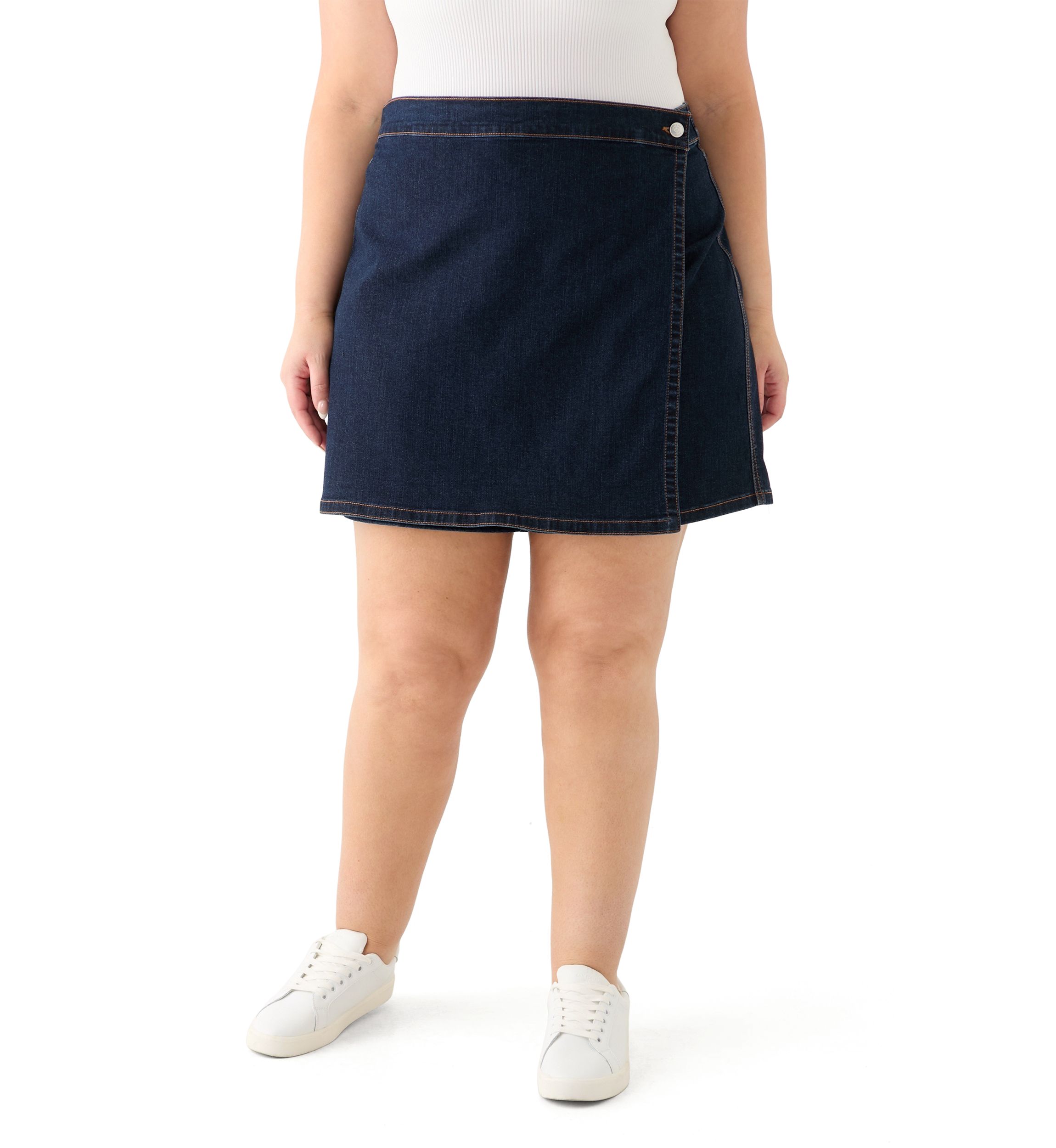 Plus Size Denim Napkin Skort