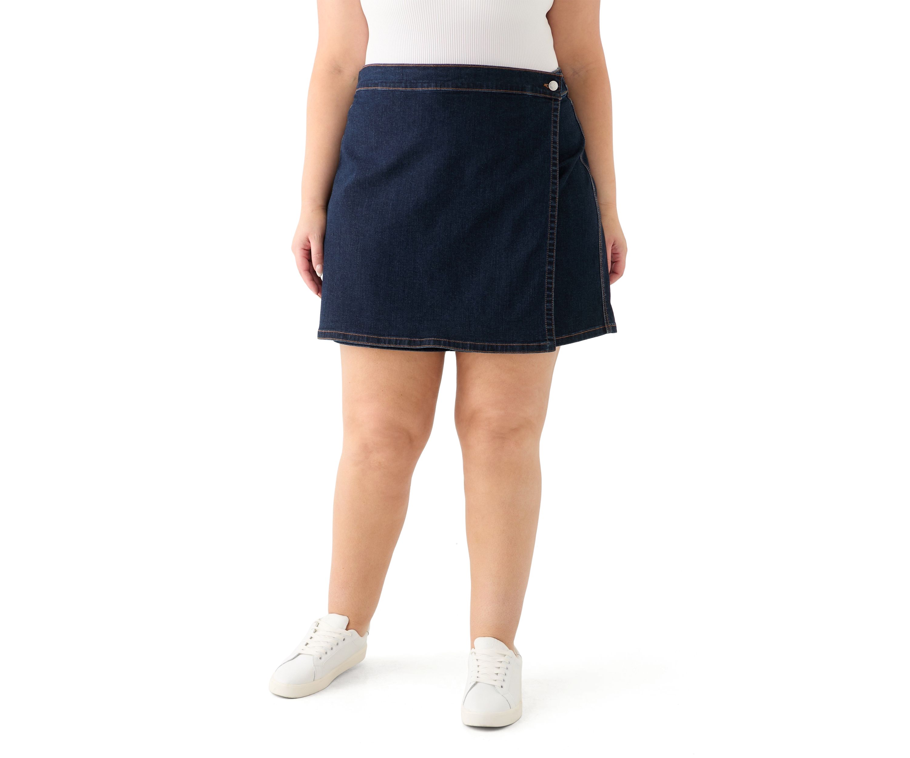 Plus Size Denim Napkin Skort