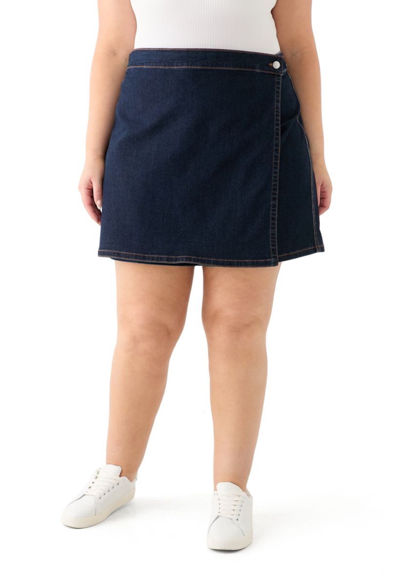 Plus Size Denim Napkin Skort