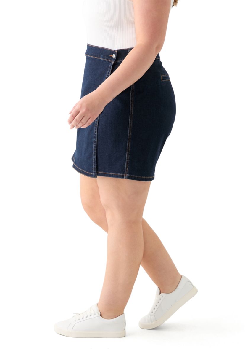 Plus Size Denim Napkin Skort