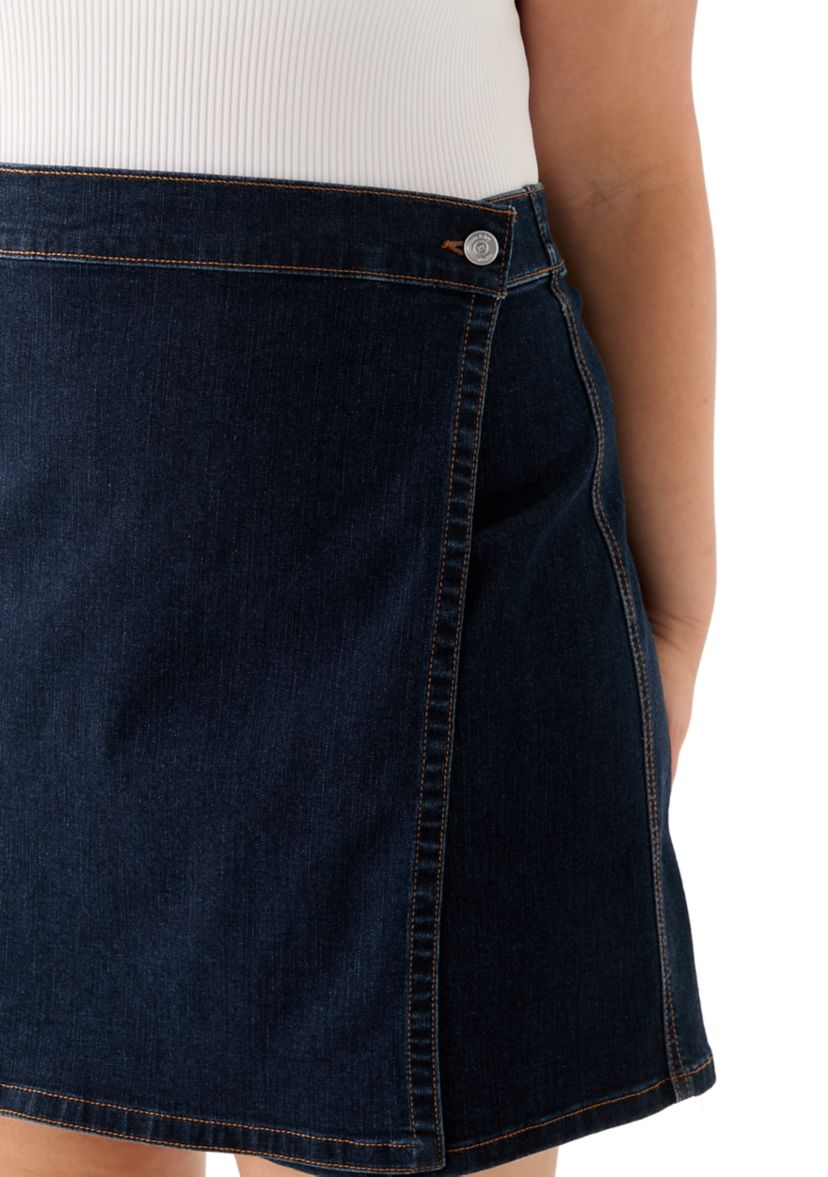 Plus Size Denim Napkin Skort