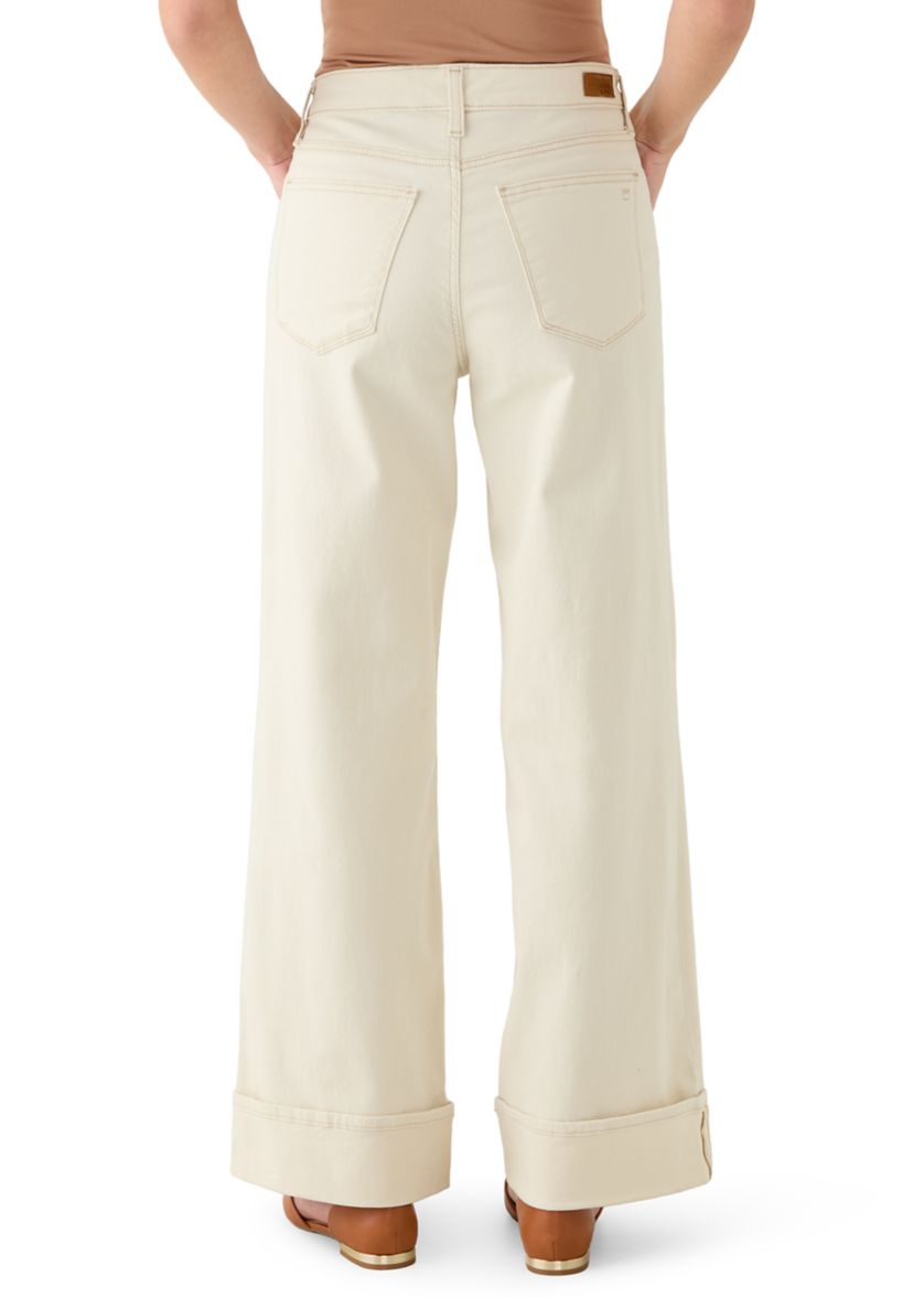 Womens Wide Leg Cuffed Jeans