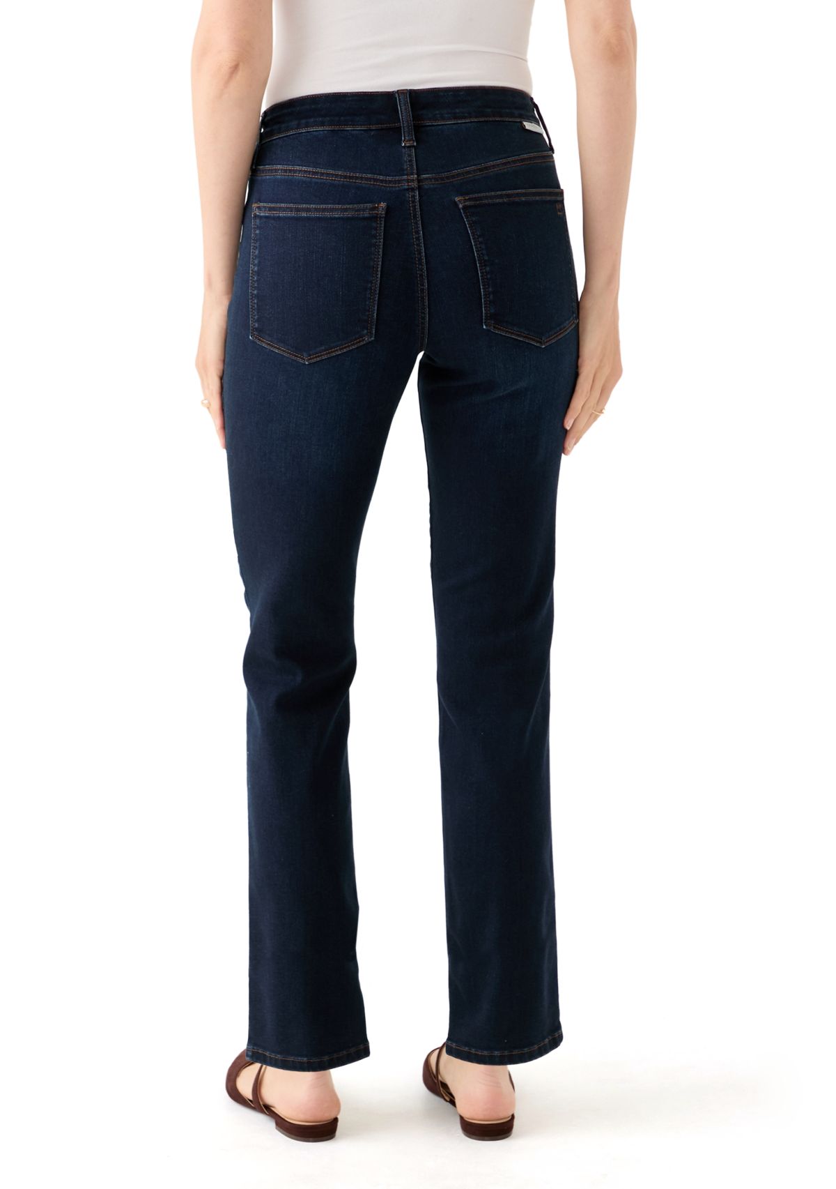 Womens Mid Rise Straight Leg Jeans