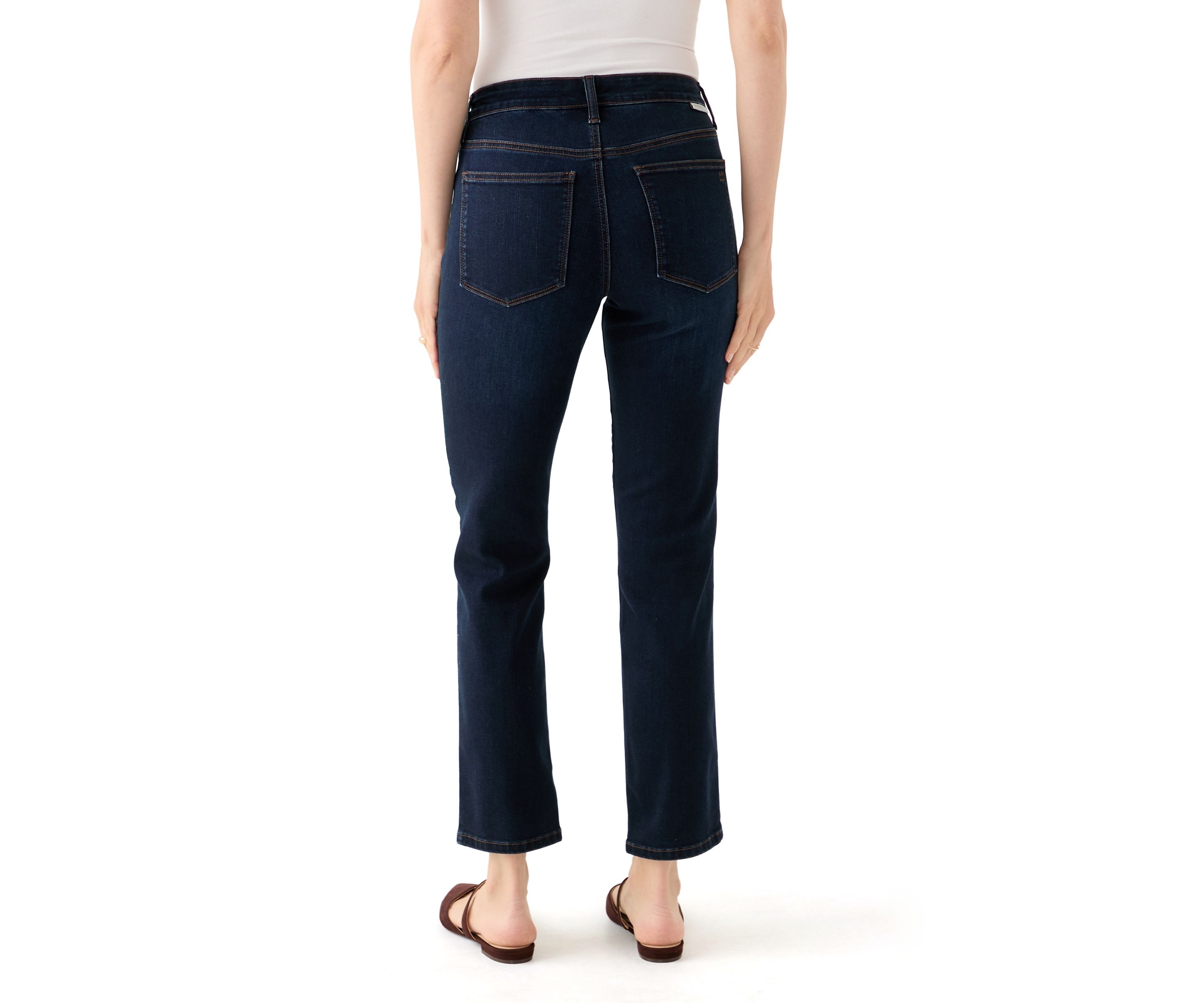 Womens Mid Rise Straight Leg Jeans