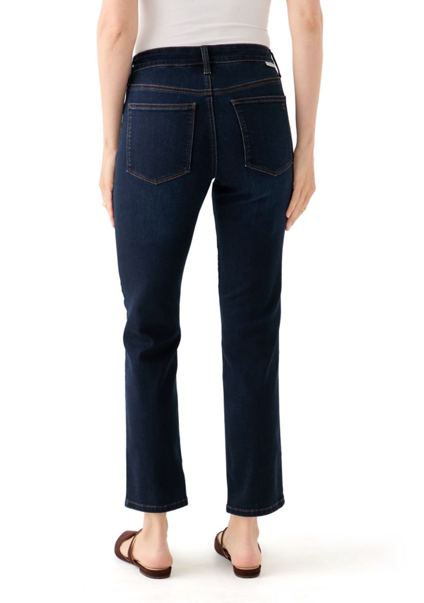 Womens Mid Rise Straight Leg Jeans