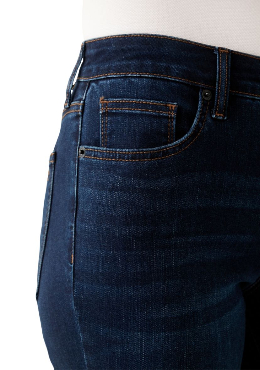 Womens Mid Rise Straight Leg Jeans