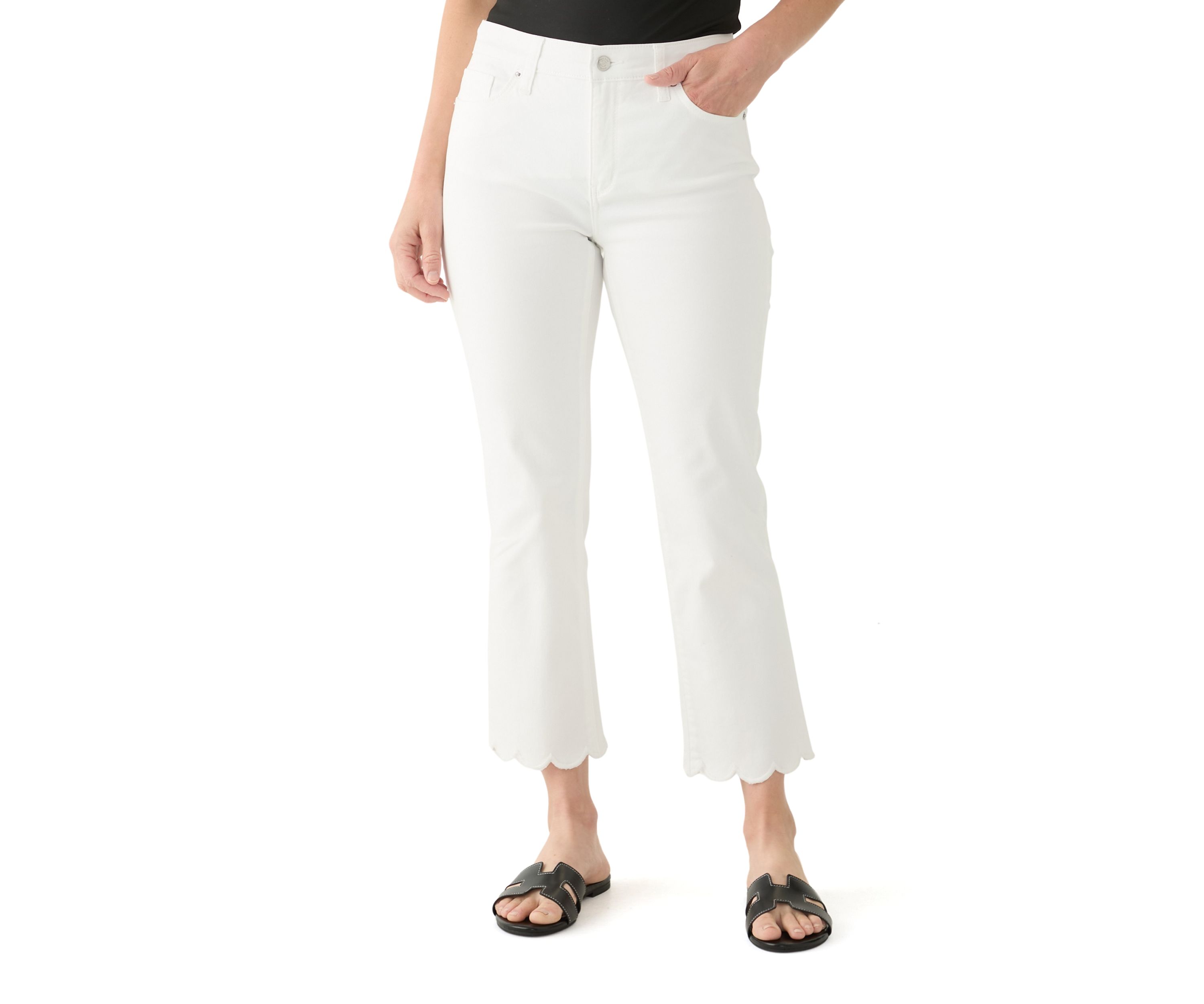 Womens Scallop Kick Flare Jeans