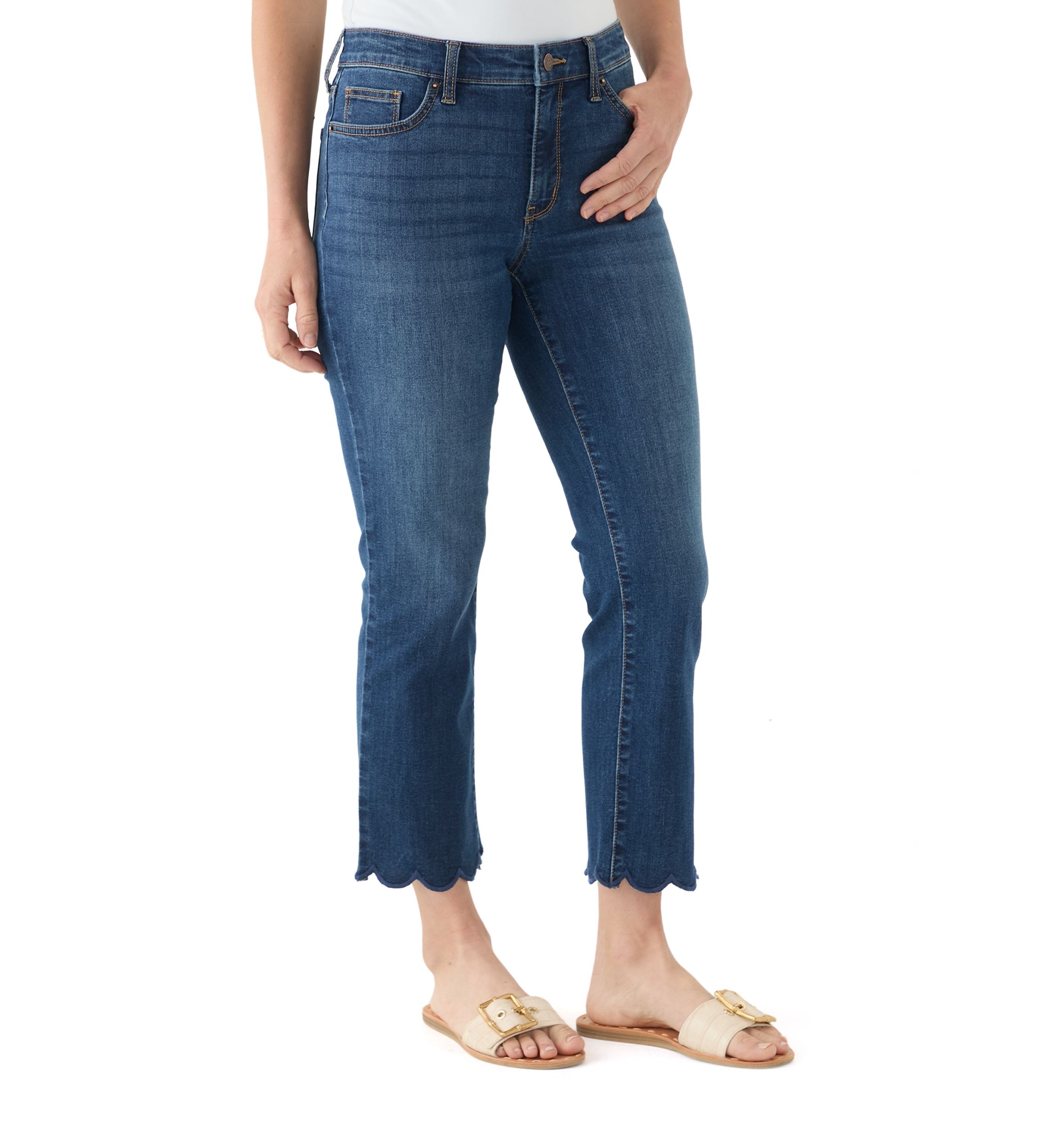 Womens Scallop Kick Flare Jeans
