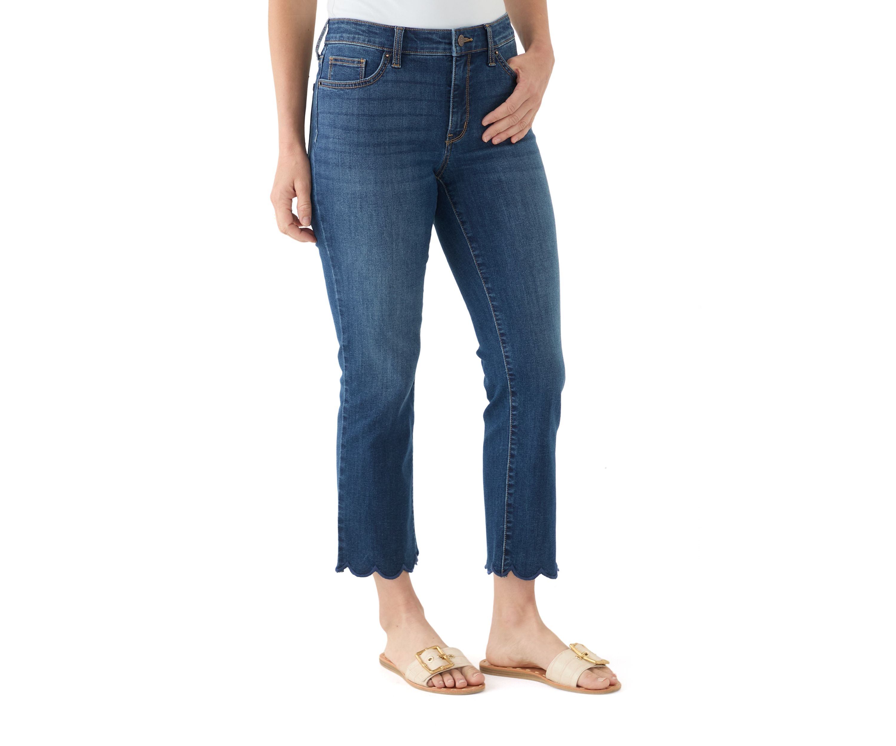 Womens Scallop Kick Flare Jeans