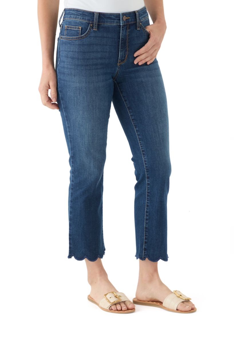 Womens Scallop Kick Flare Jeans