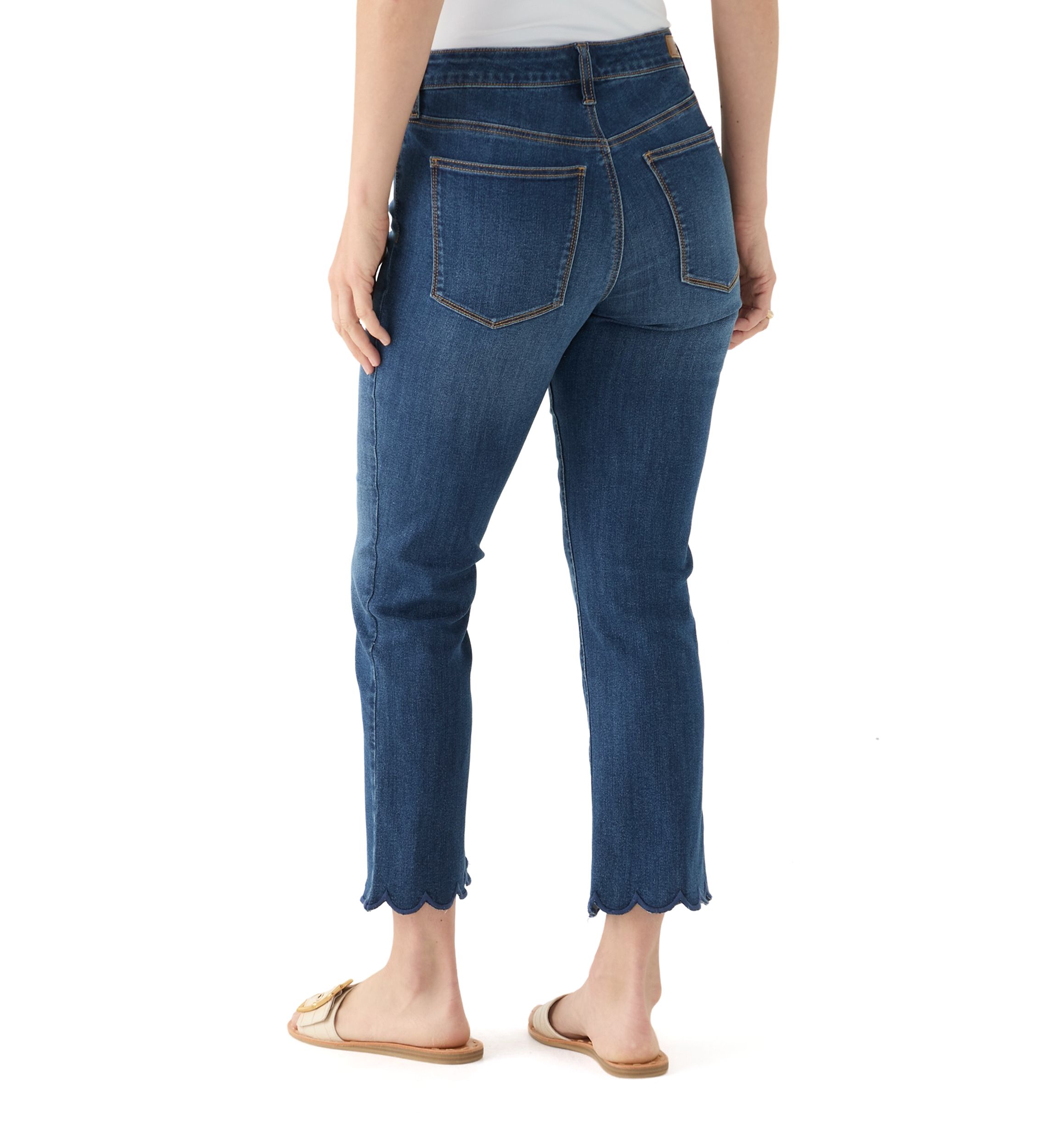 Womens Scallop Kick Flare Jeans