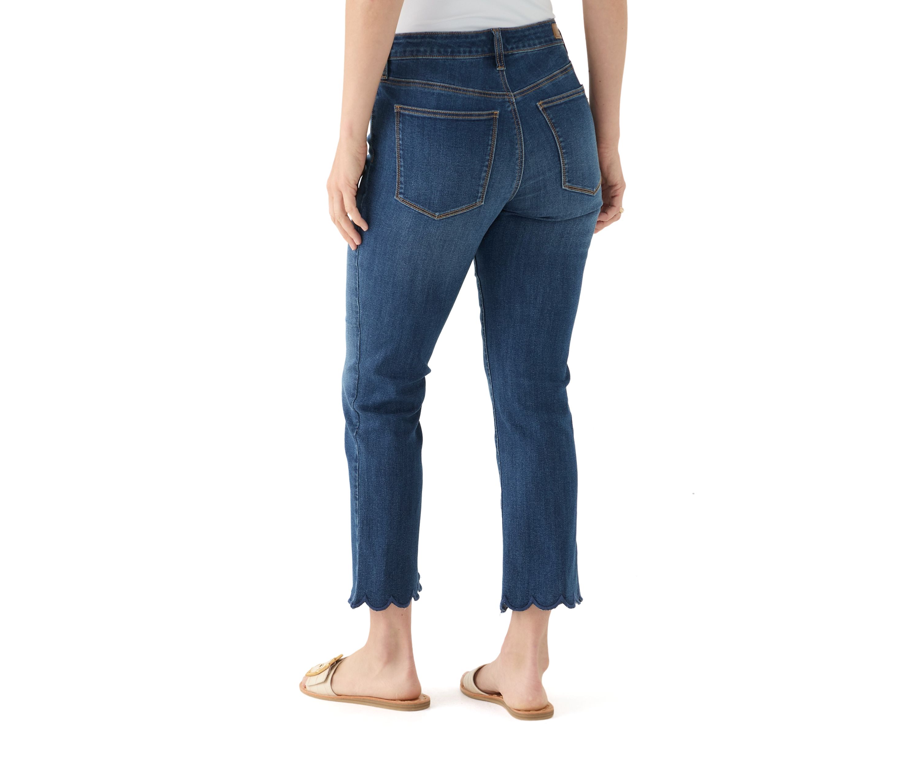 Womens Scallop Kick Flare Jeans
