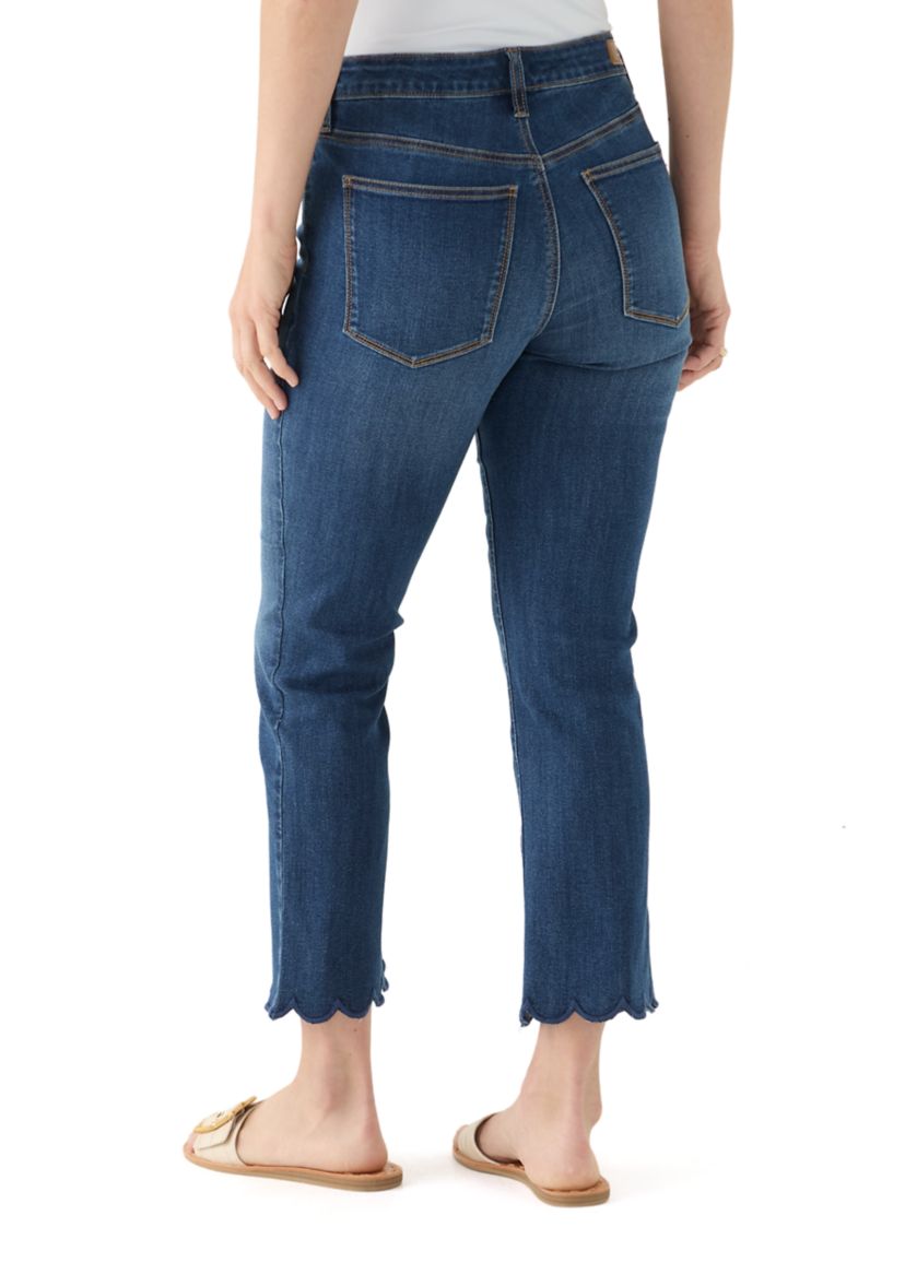 Womens Scallop Kick Flare Jeans