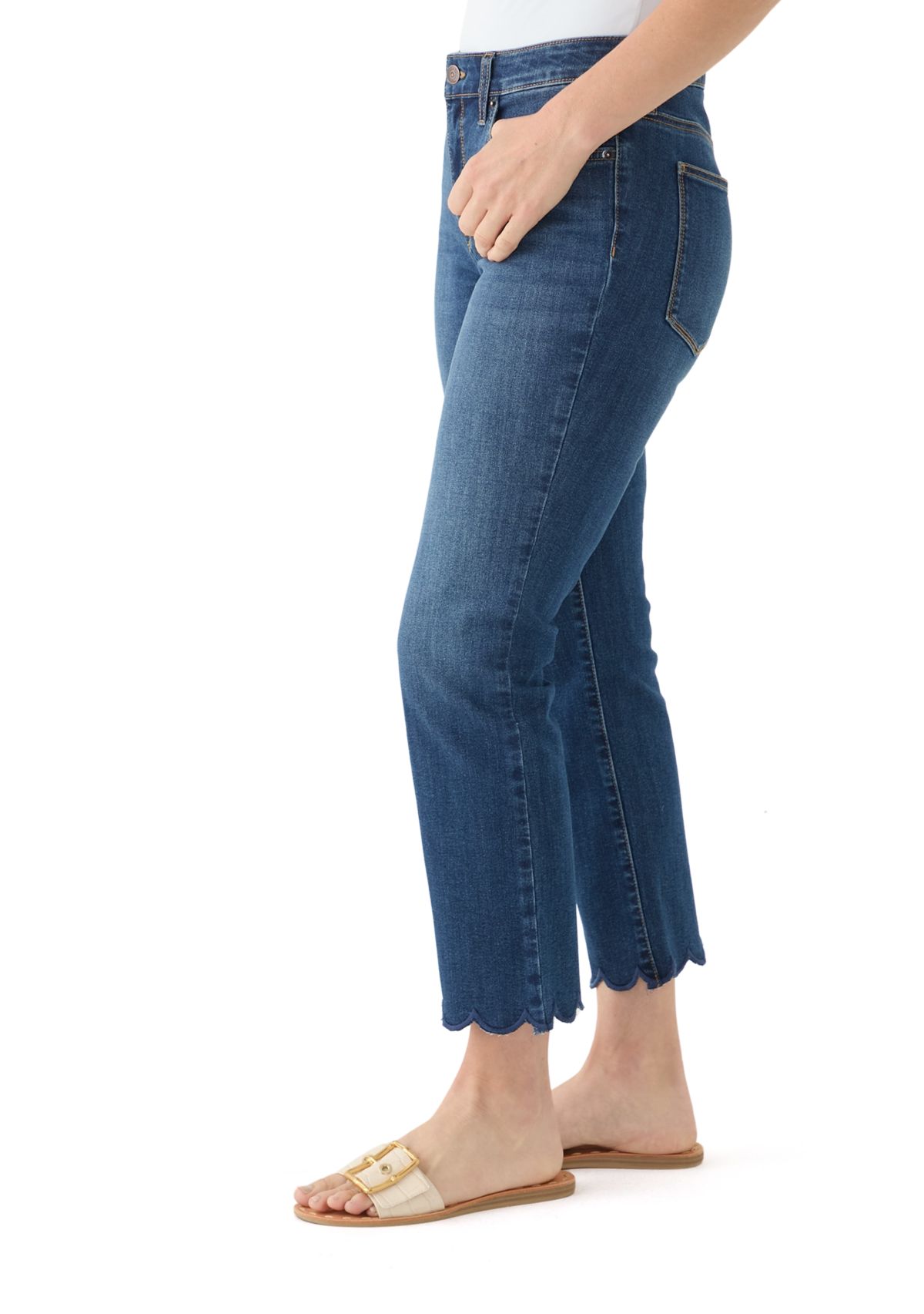 Womens Scallop Kick Flare Jeans