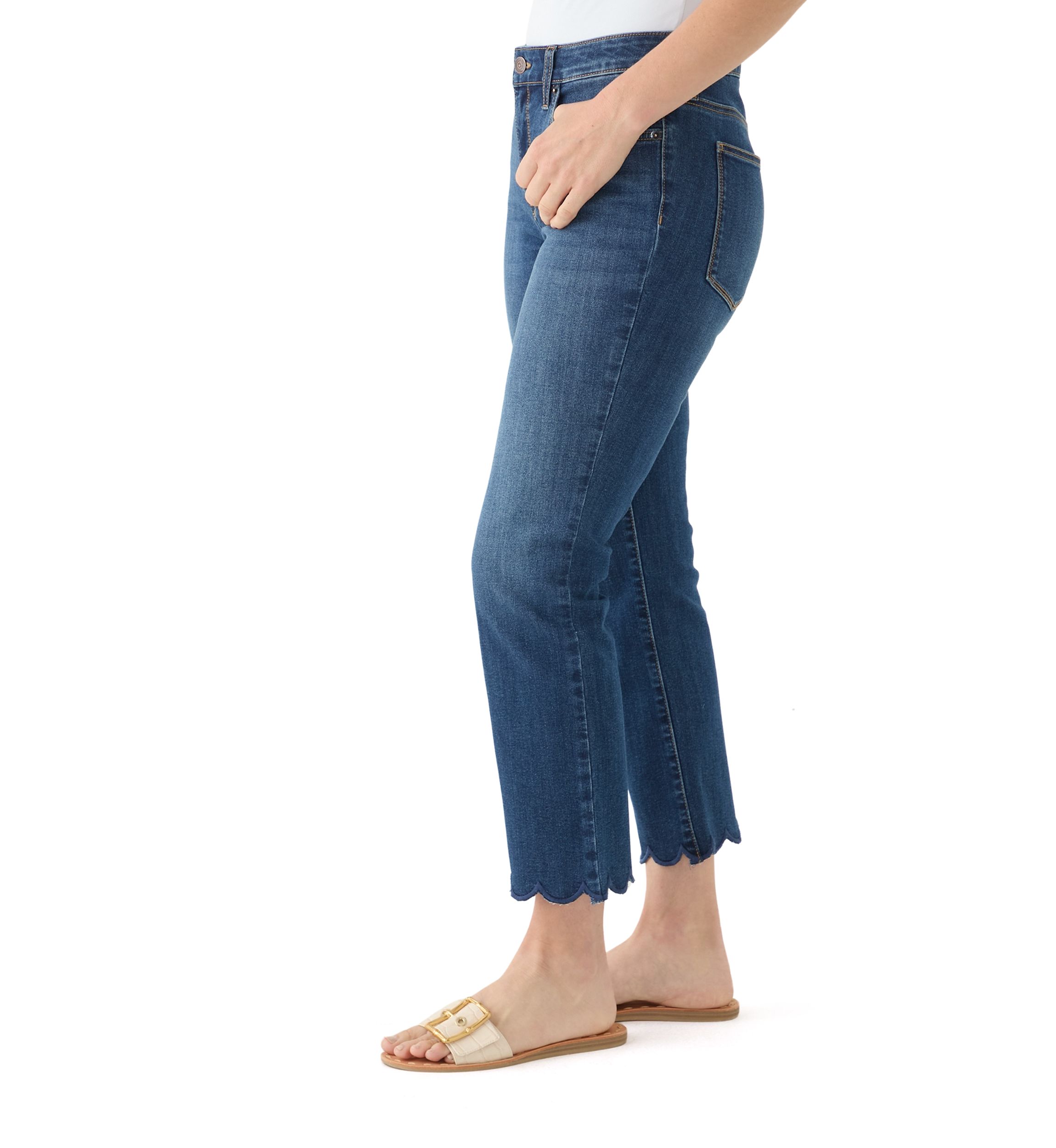 Womens Scallop Kick Flare Jeans