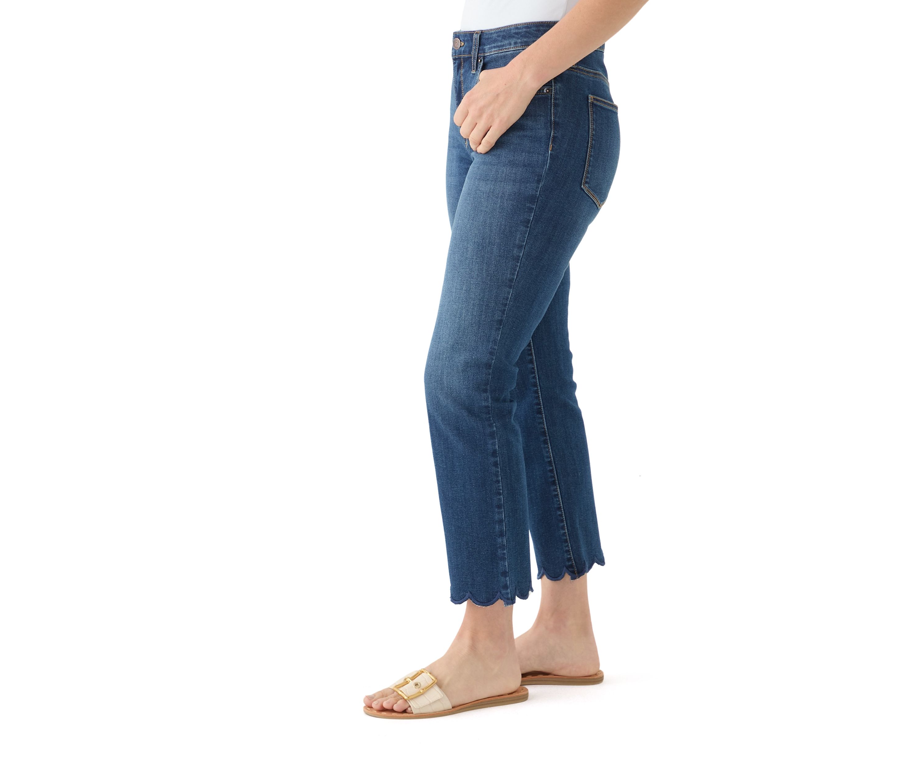 Womens Scallop Kick Flare Jeans
