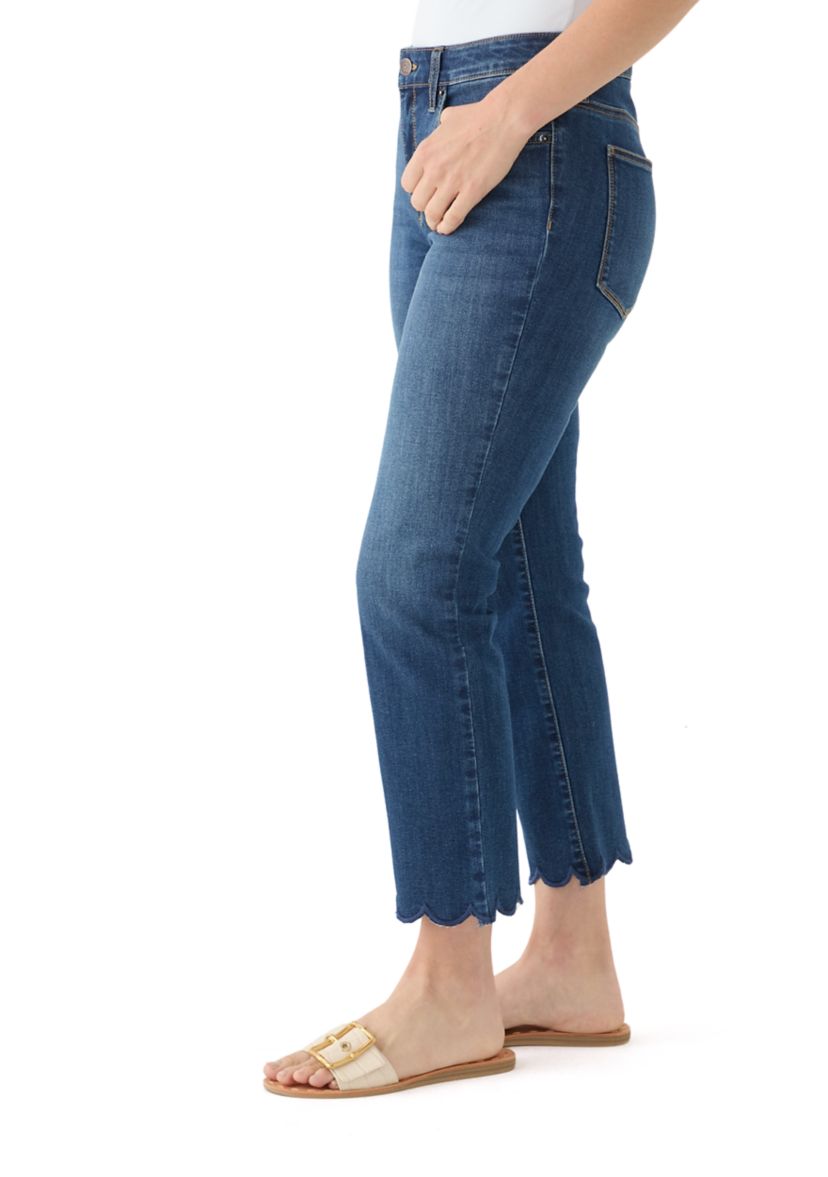 Womens Scallop Kick Flare Jeans